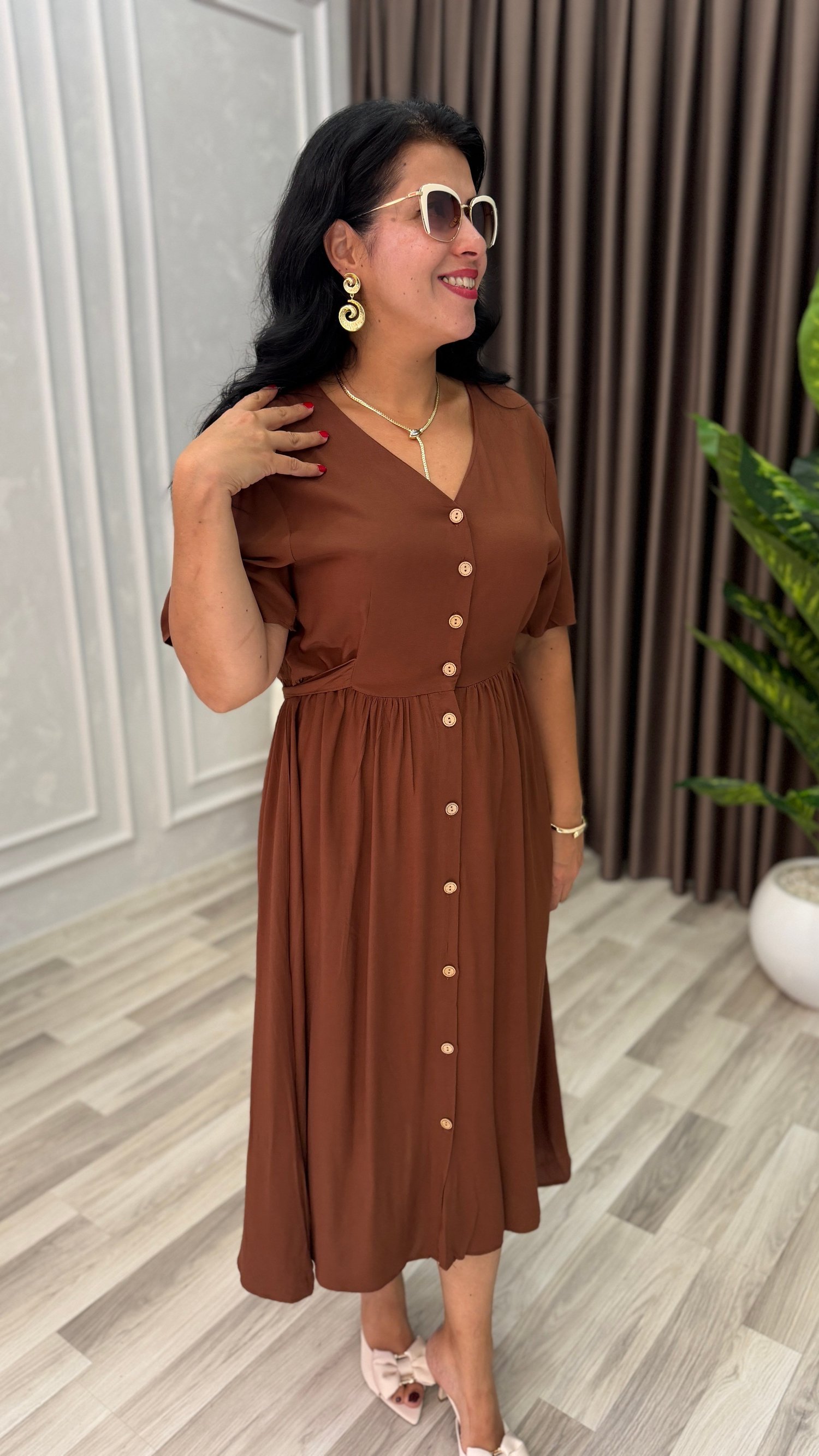 NATURAL TOUCH ELBİSE KAHVERENGİ
