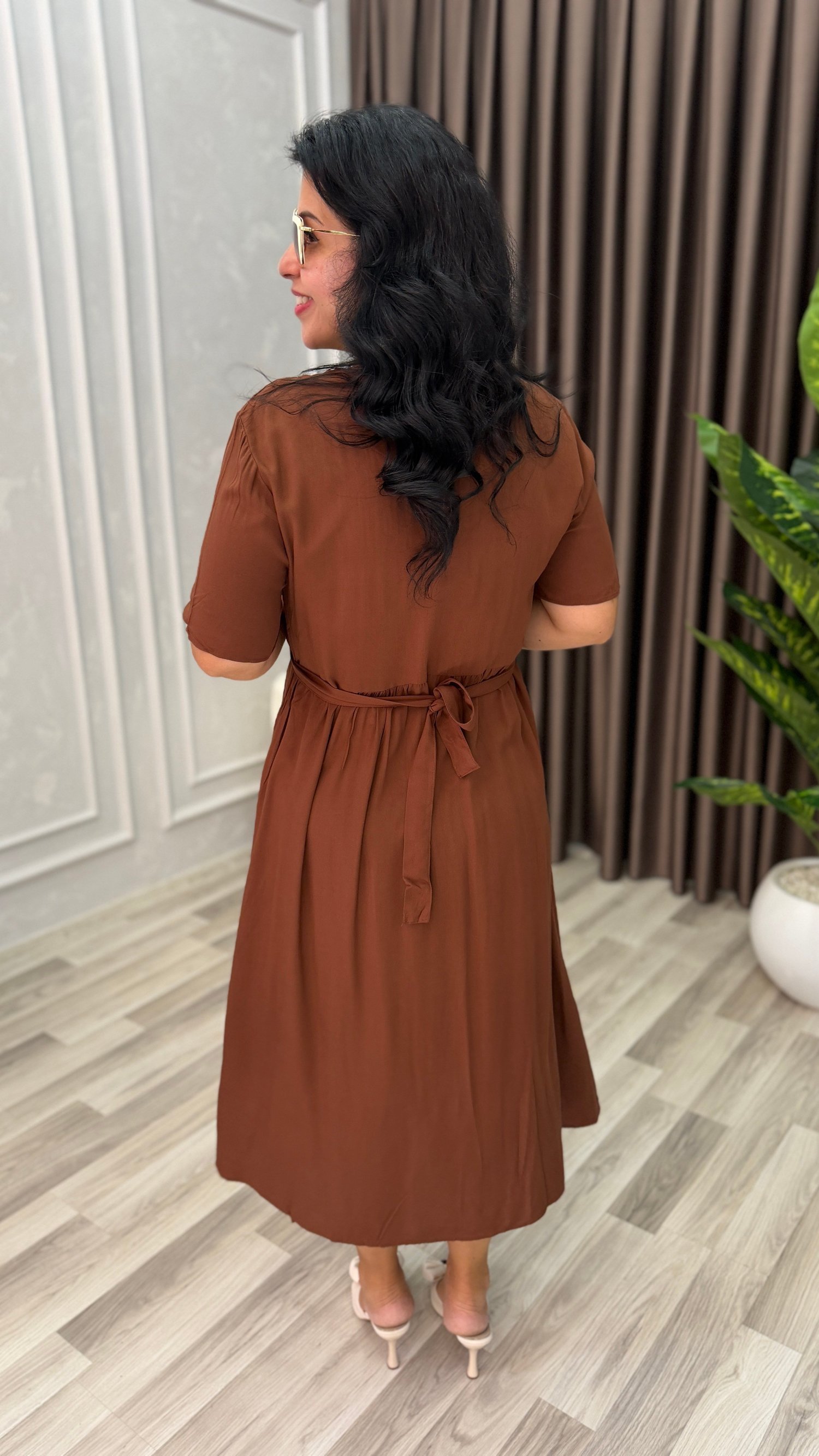 NATURAL TOUCH ELBİSE KAHVERENGİ
