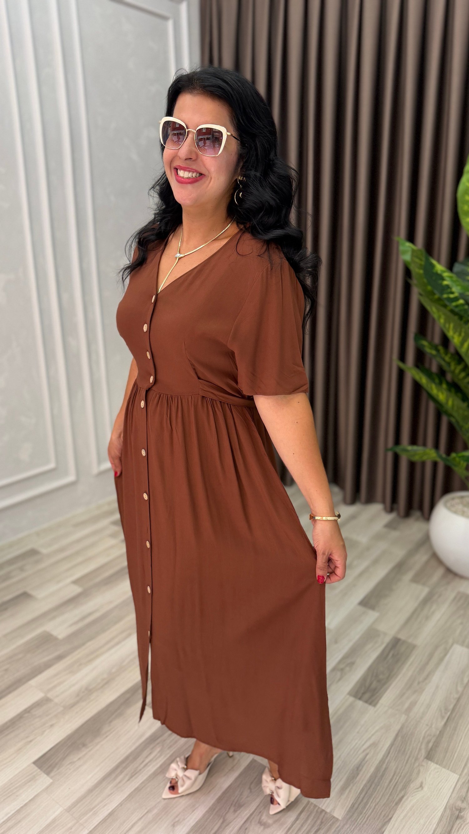 NATURAL TOUCH ELBİSE KAHVERENGİ
