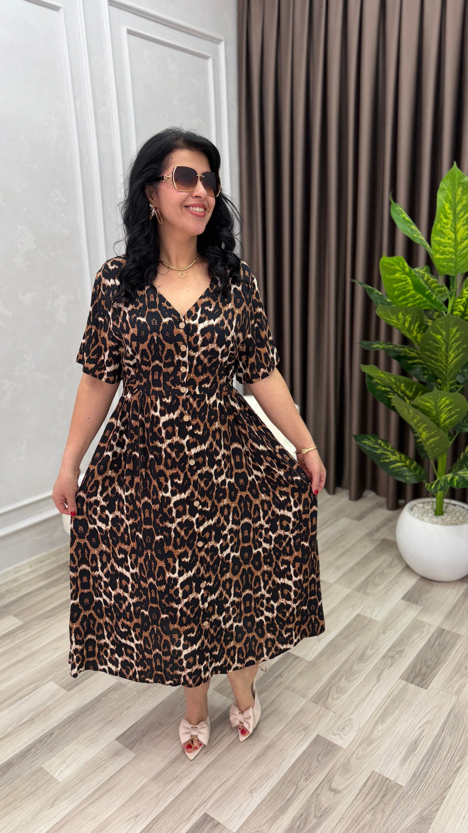 NATURAL TOUCH ELBİSE LEOPAR DESEN