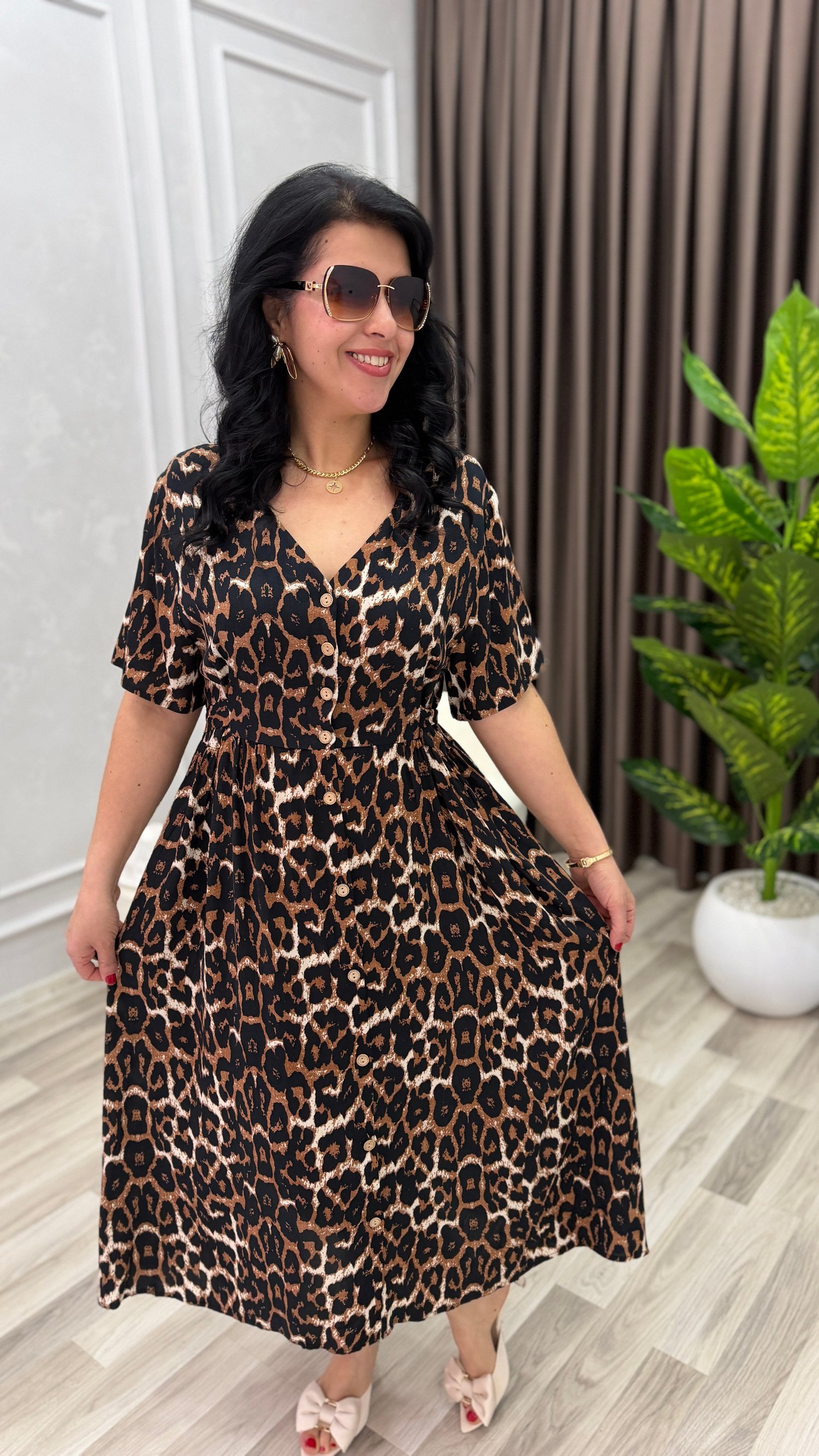 NATURAL TOUCH ELBİSE LEOPAR DESEN