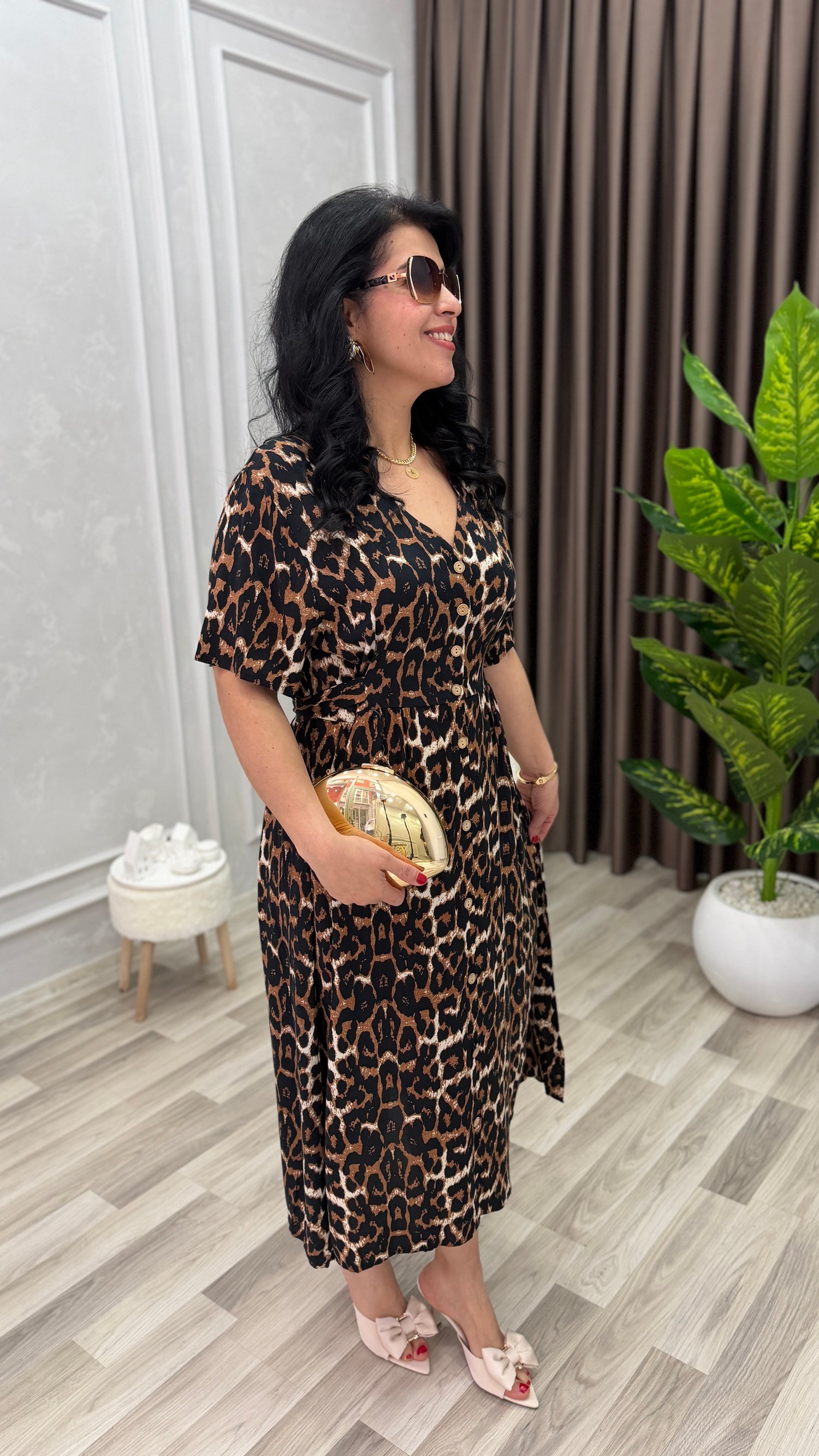 NATURAL TOUCH ELBİSE LEOPAR DESEN
