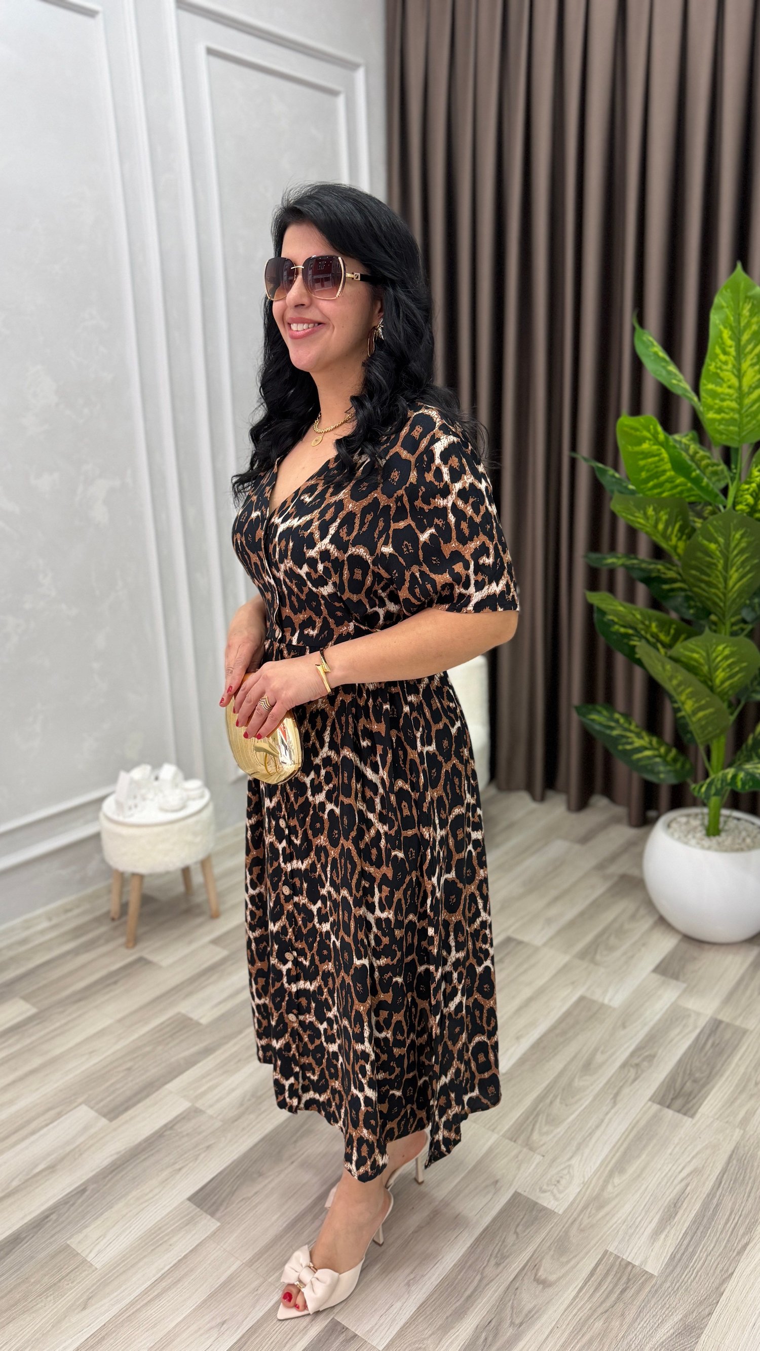 NATURAL TOUCH ELBİSE LEOPAR DESEN