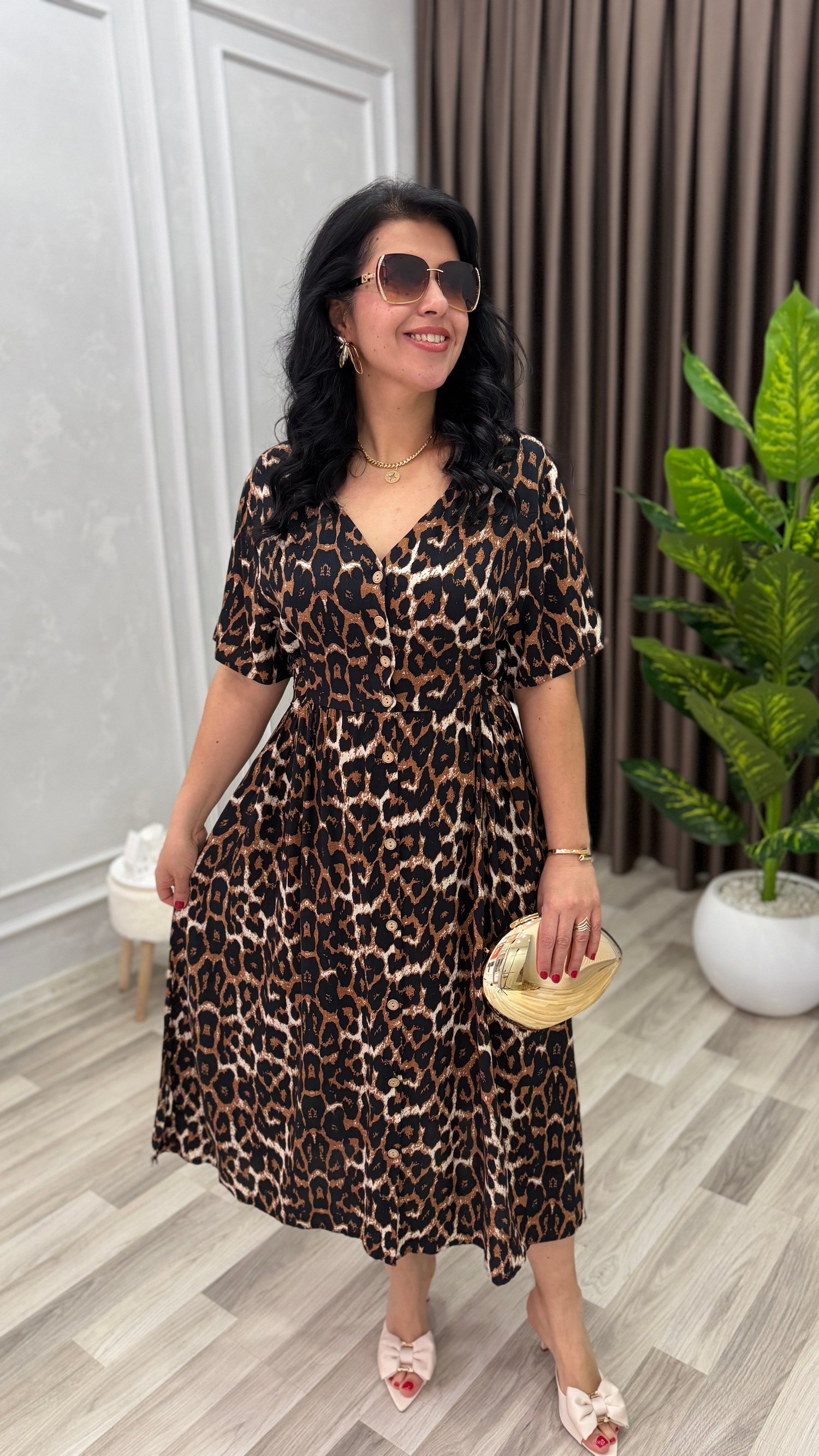 NATURAL TOUCH ELBİSE LEOPAR DESEN
