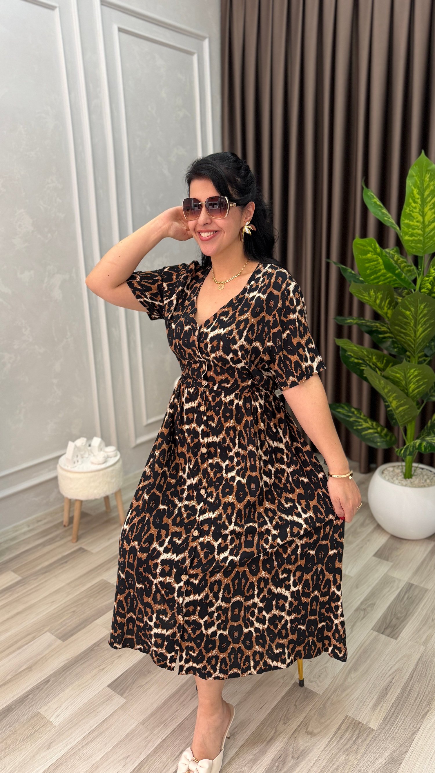 NATURAL TOUCH ELBİSE LEOPAR DESEN