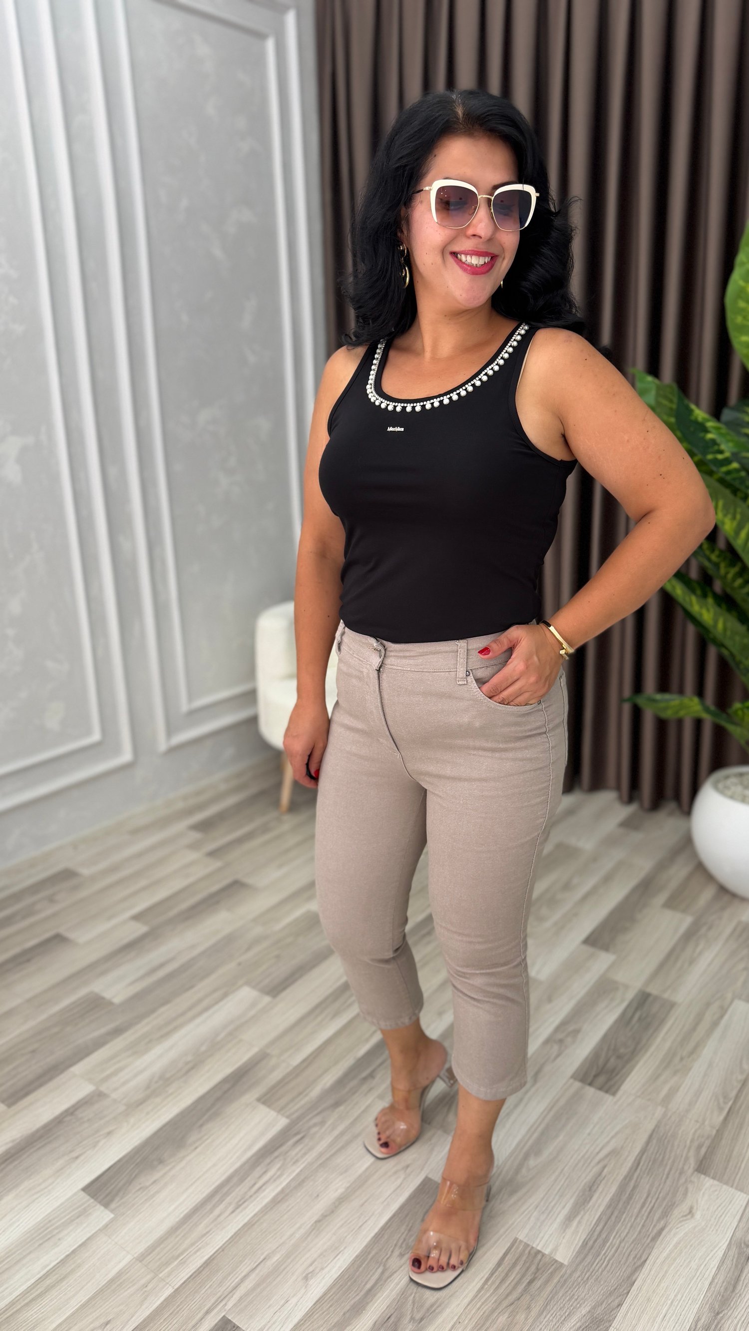 PURE COMFORT PREMIUM DENIM KAPRİ PANTOLON BEJ