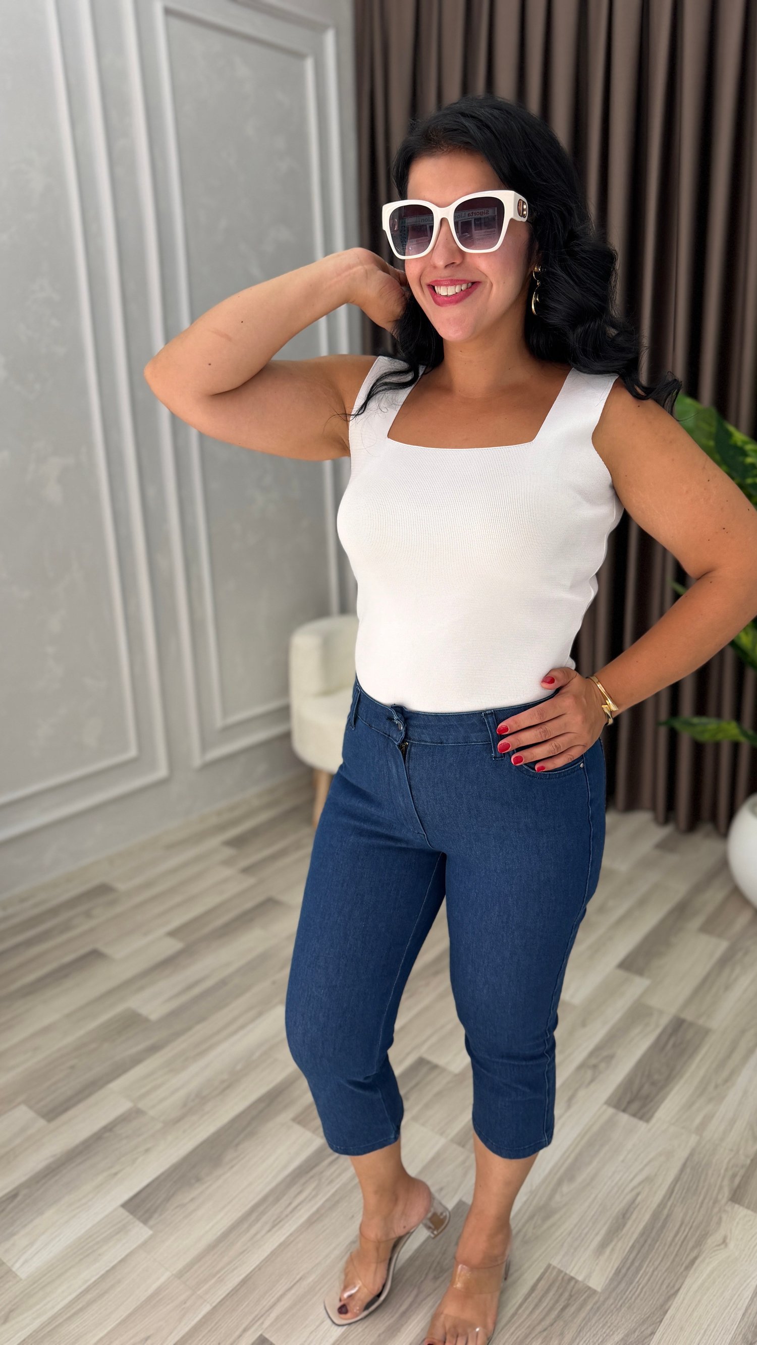 PURE COMFORT PREMIUM DENIM KAPRİ PANTOLON LACİVERT