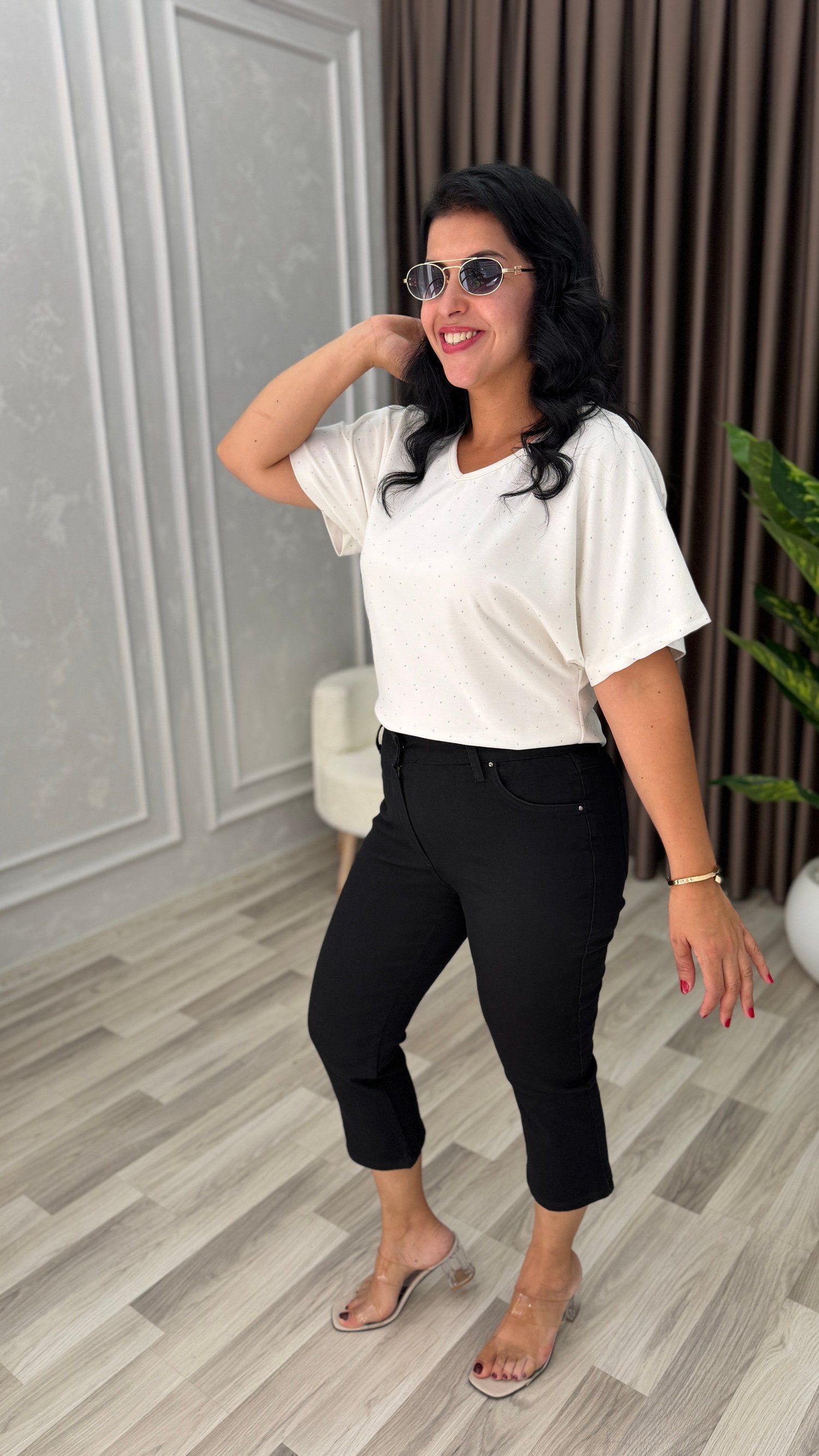 PURE COMFORT PREMIUM DENIM KAPRİ PANTOLON SİYAH