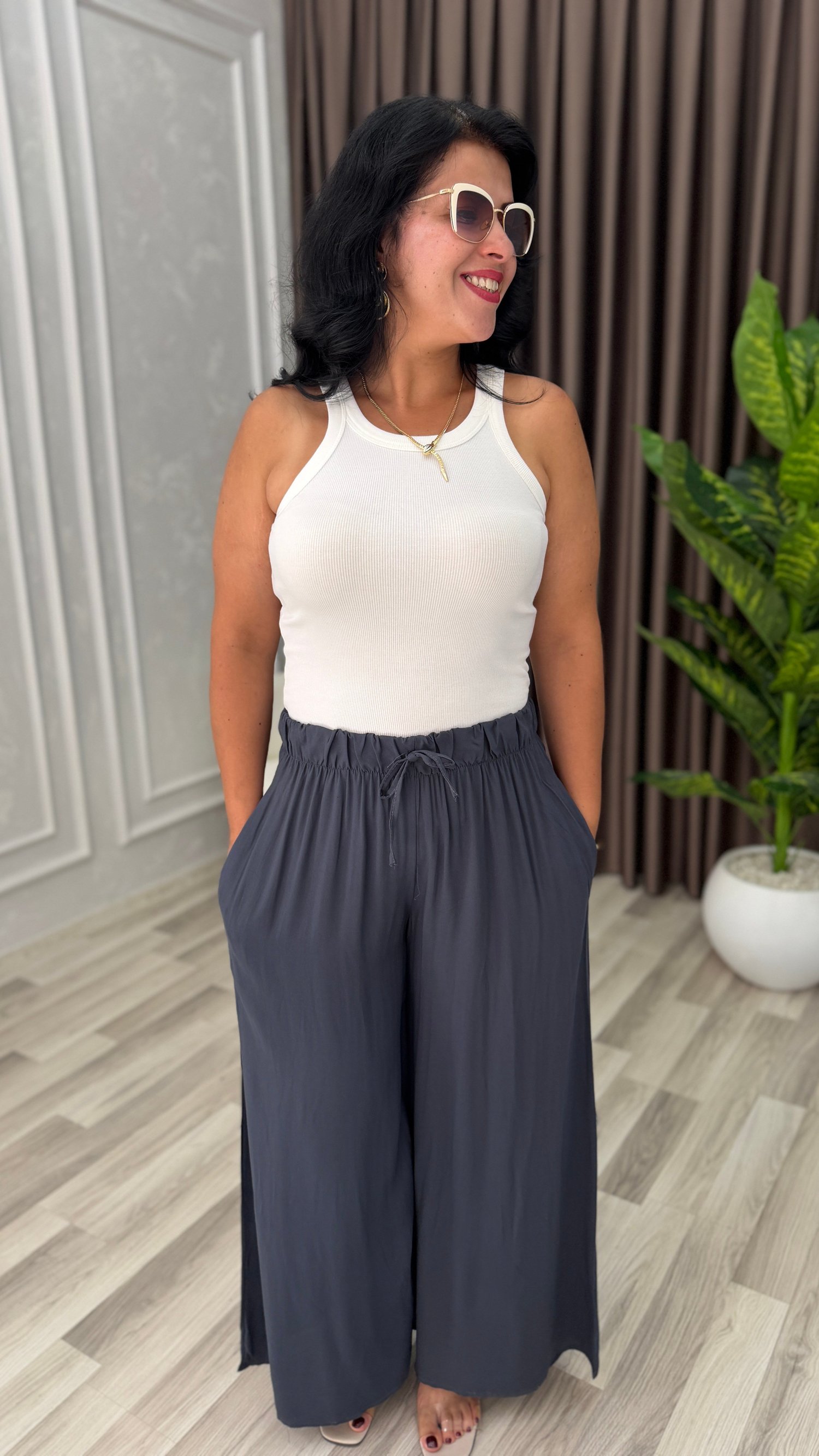 SOFT LINE PAMUK DOKUMA PANTOLON DUMAN GRİ