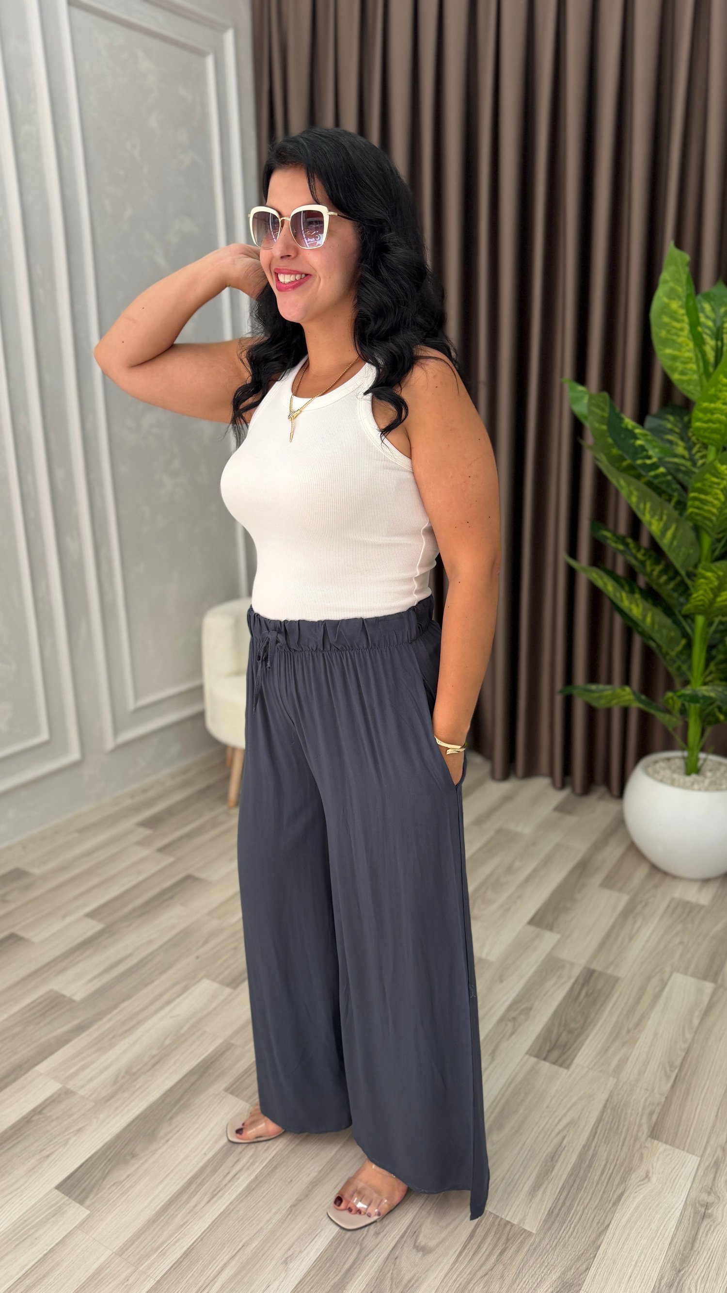 SOFT LINE PAMUK DOKUMA PANTOLON DUMAN GRİ