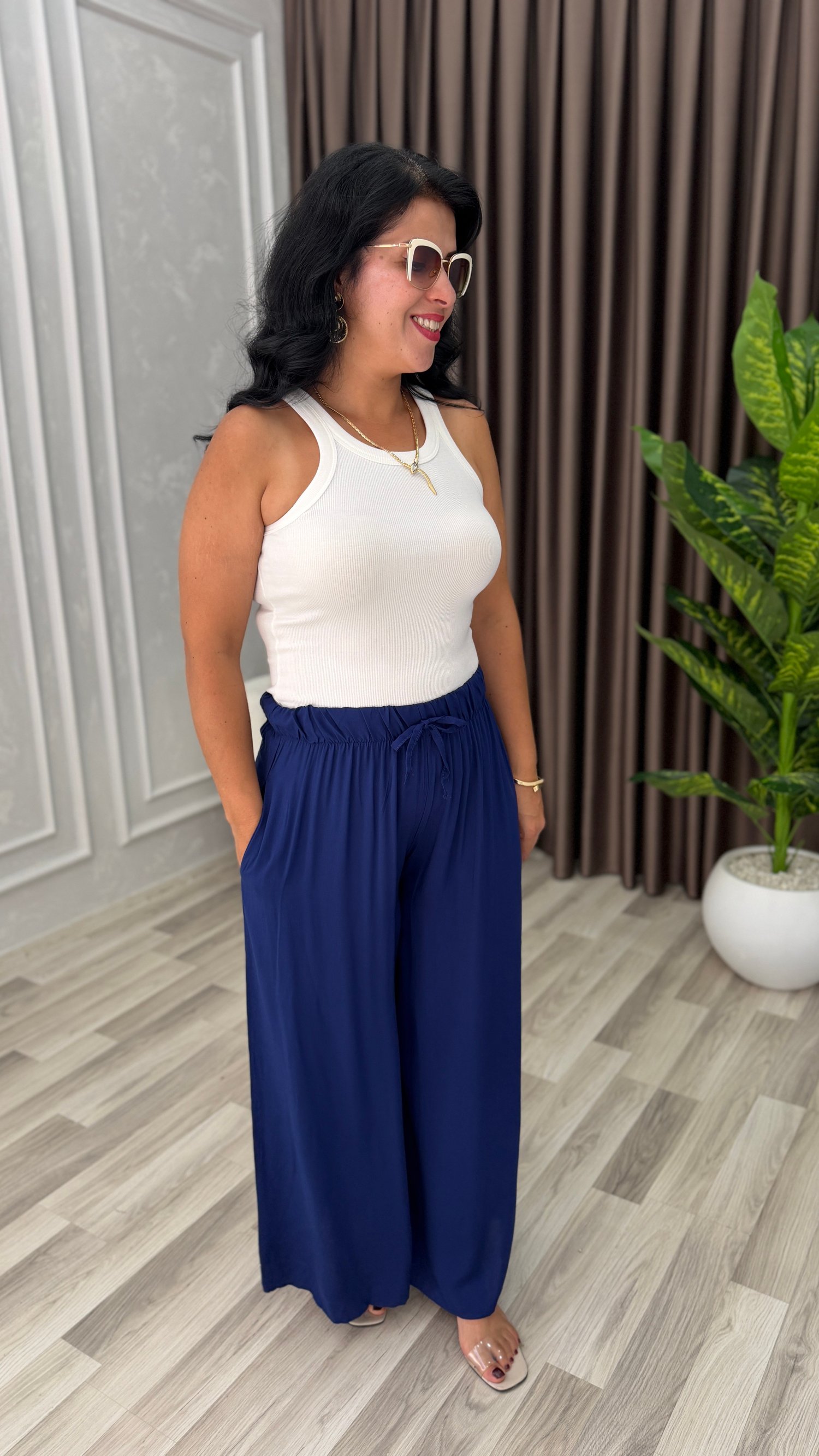 SOFT LINE PAMUK DOKUMA PANTOLON LACİVERT