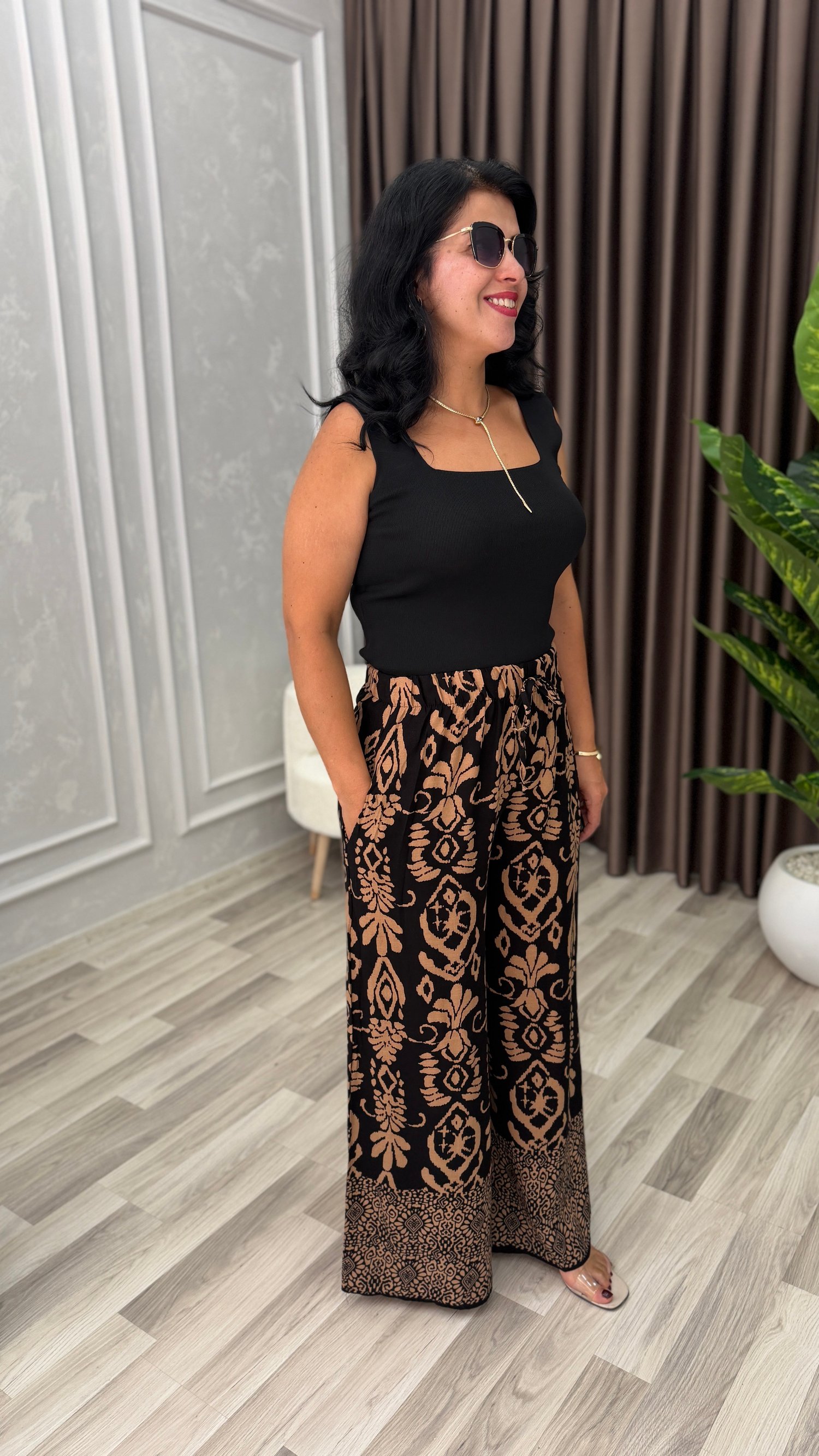 SOFT LINE PAMUK DOKUMA PANTOLON OTANTİK ETNİK DESEN
