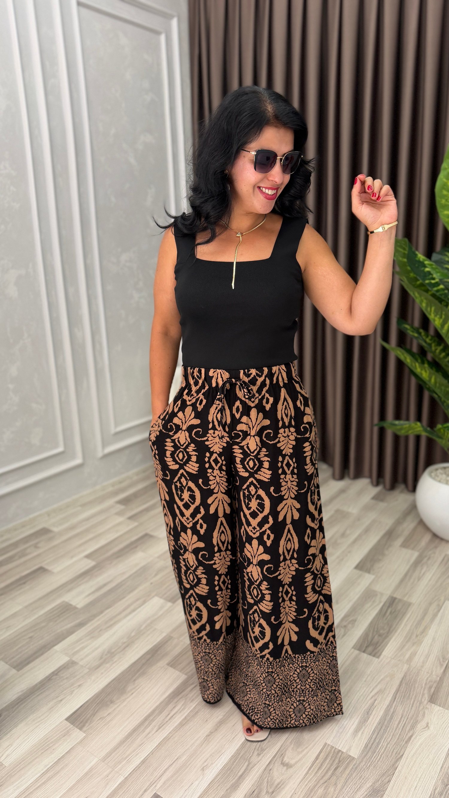 SOFT LINE PAMUK DOKUMA PANTOLON OTANTİK ETNİK DESEN