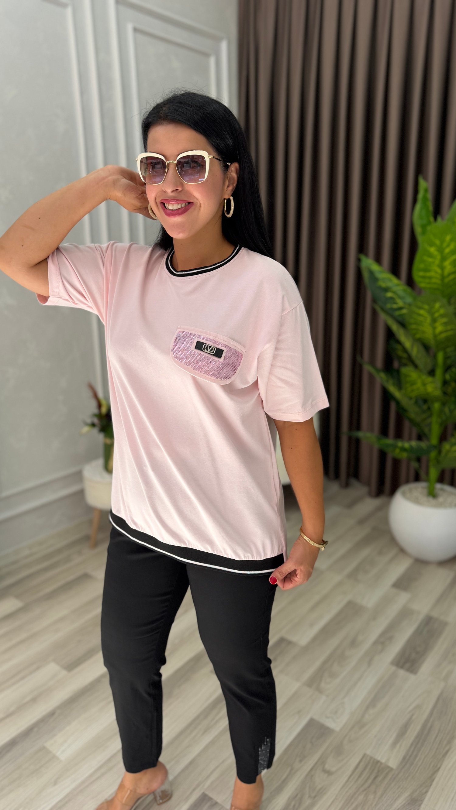 SOFT SHINE TSHIRT / BLUZ TOZ PEMBE