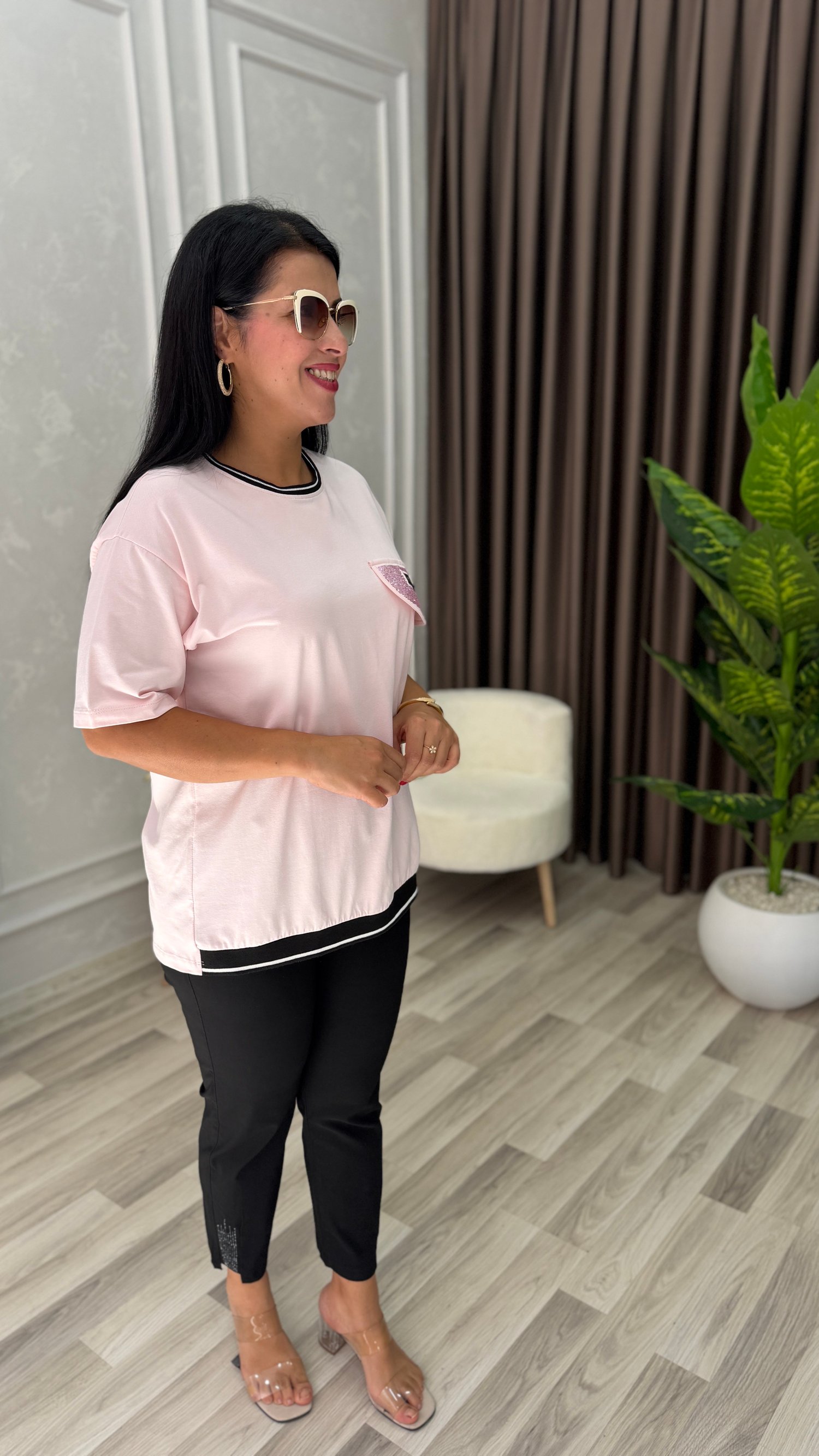 SOFT SHINE TSHIRT / BLUZ TOZ PEMBE