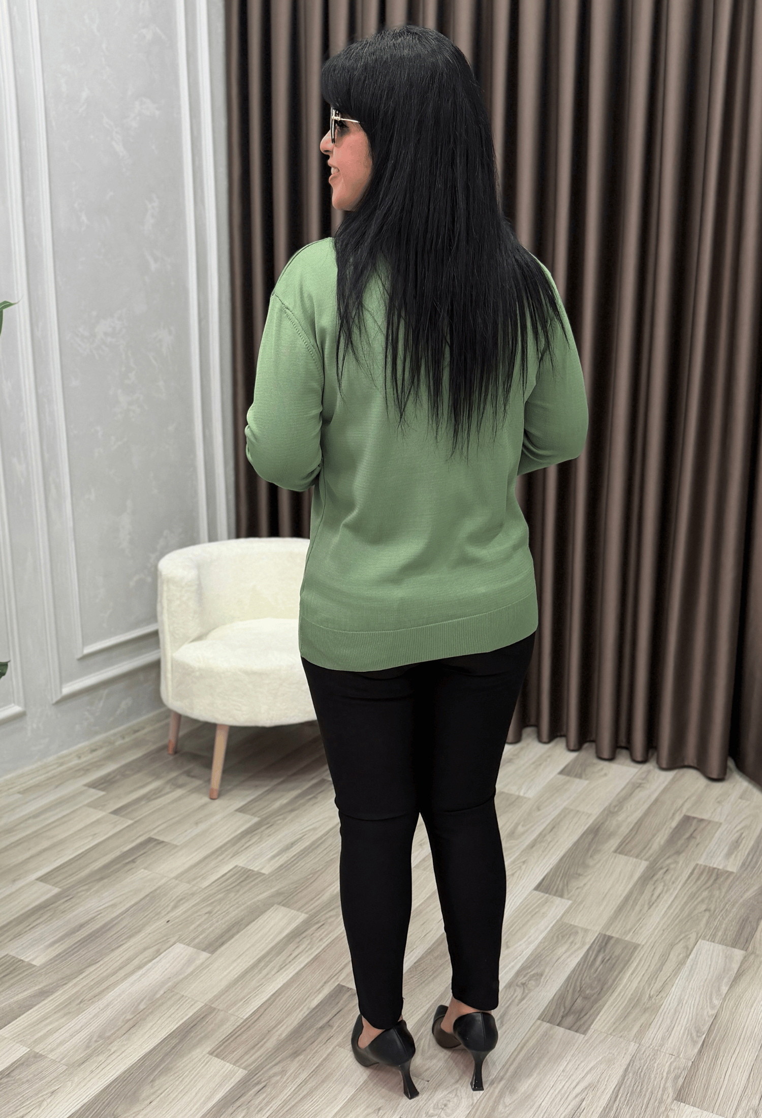 STAR DESENLİ MERSERİZE TRİKO KAZAK ÇAĞLA YEŞİL