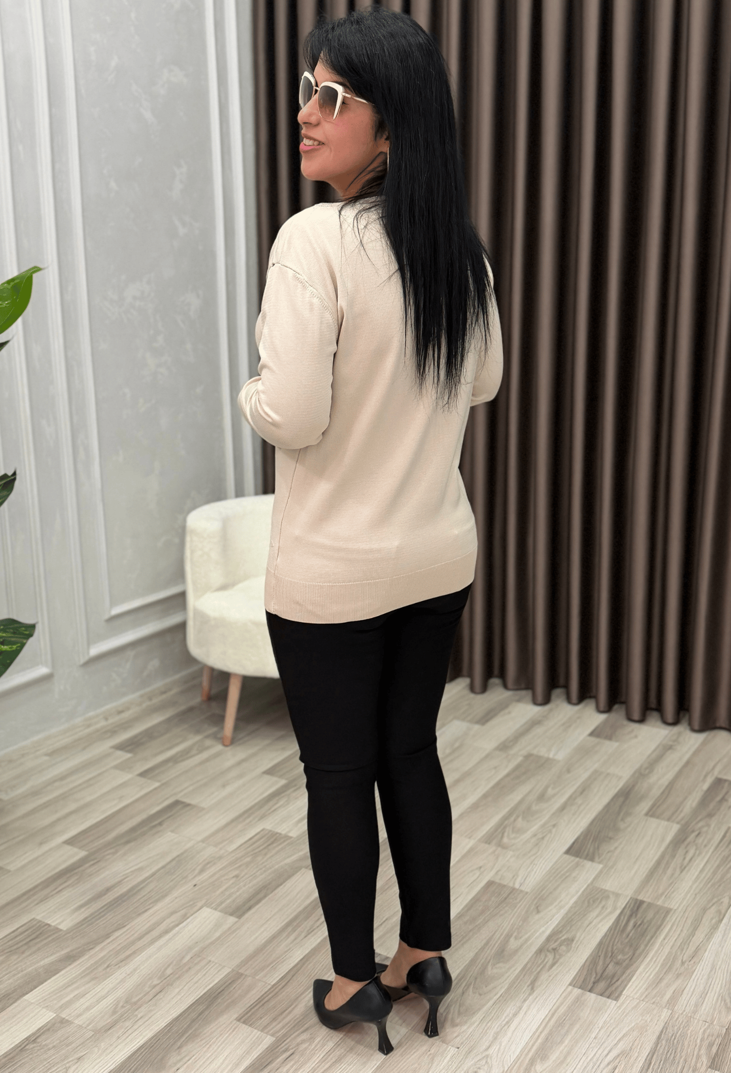 STAR DESENLİ MERSERİZE TRİKO KAZAK KREM