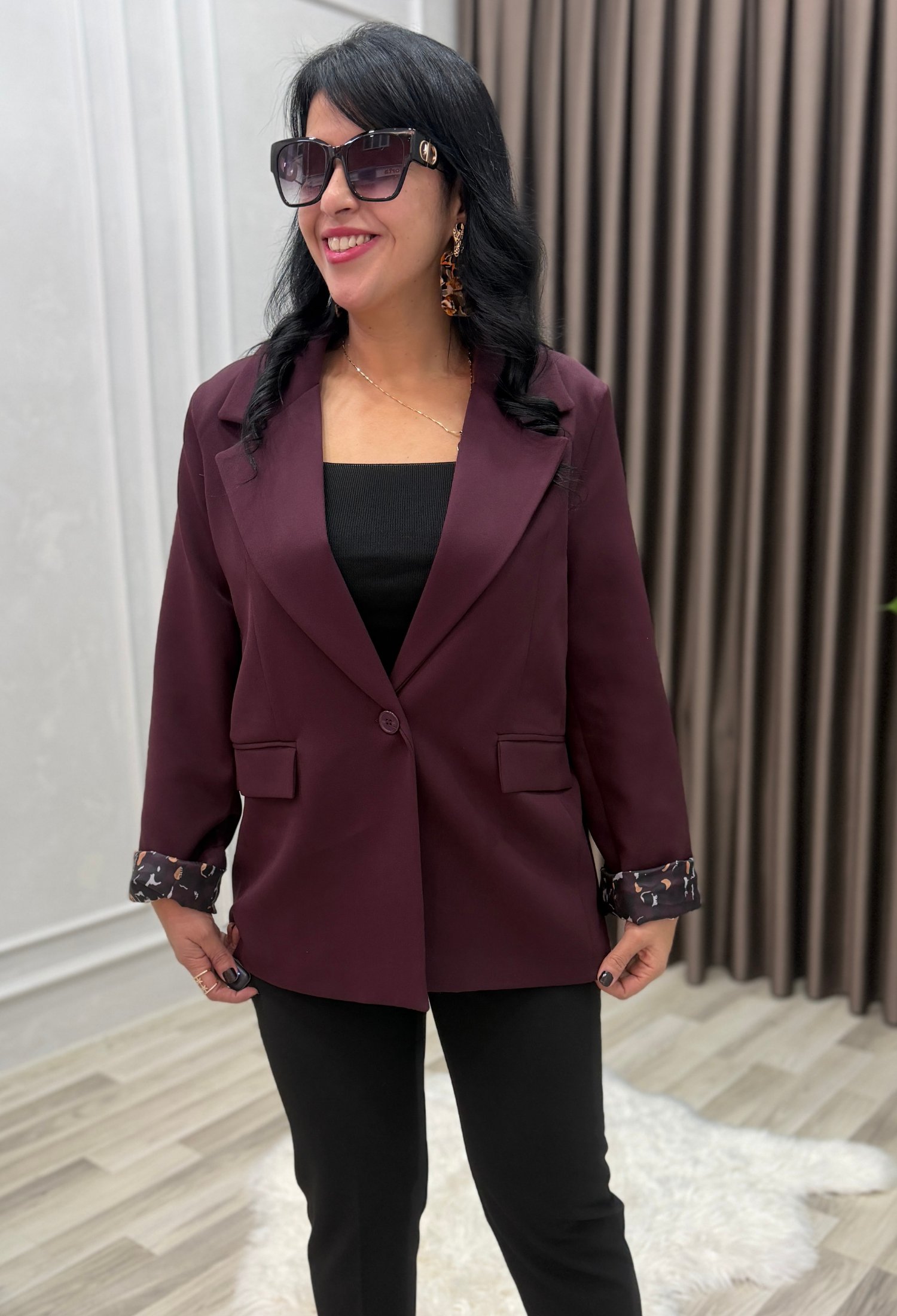 Stilora Blazer Ceket Bordo