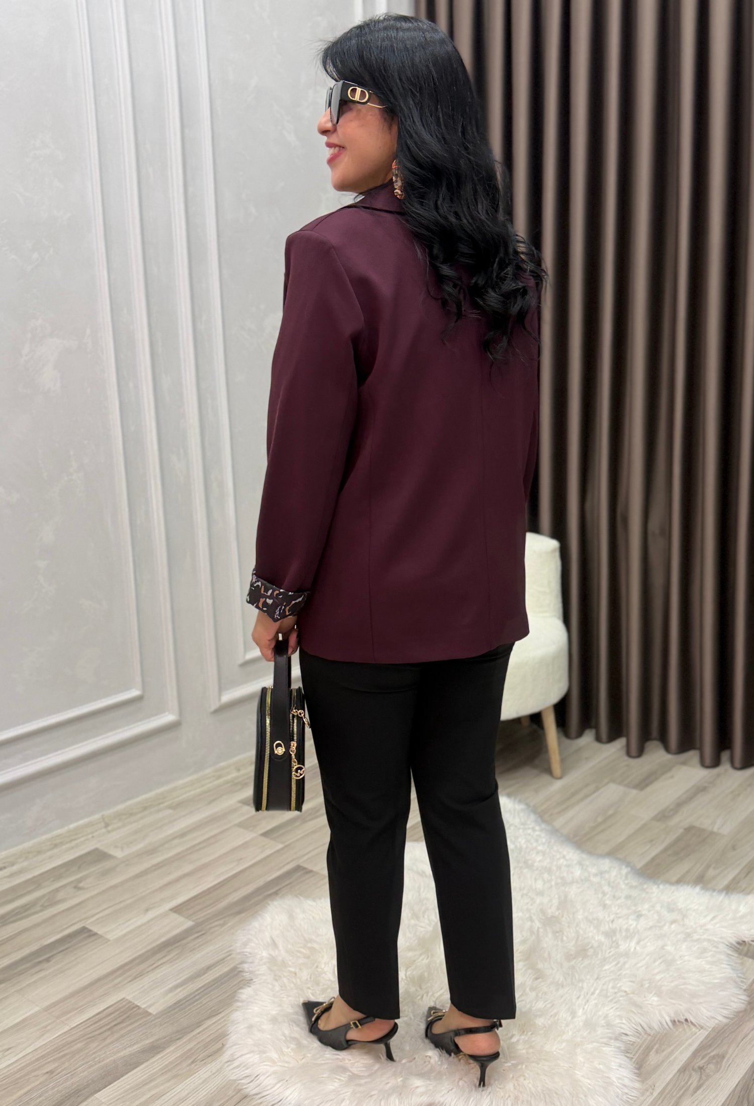 Stilora Blazer Ceket Bordo