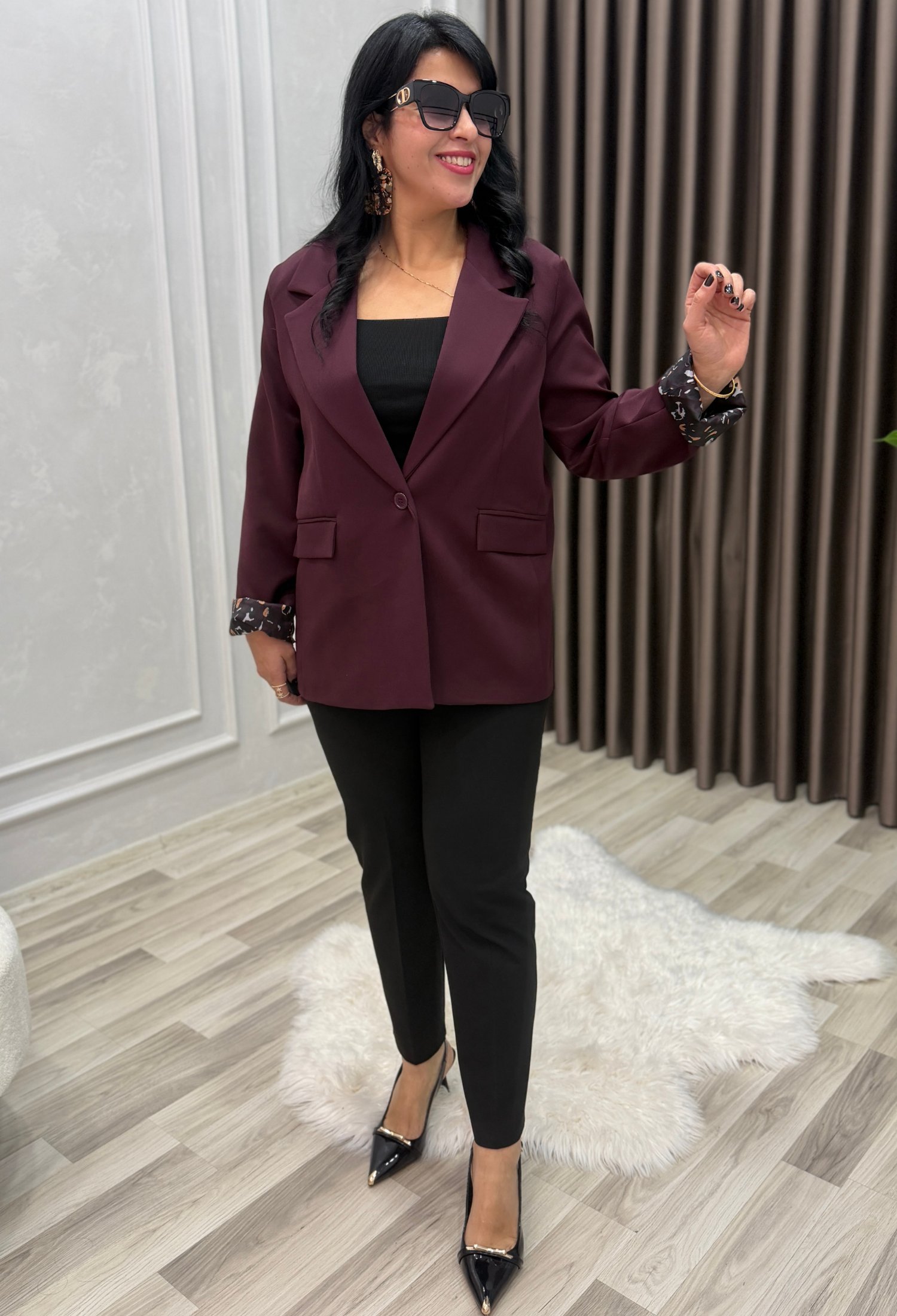 Stilora Blazer Ceket Bordo