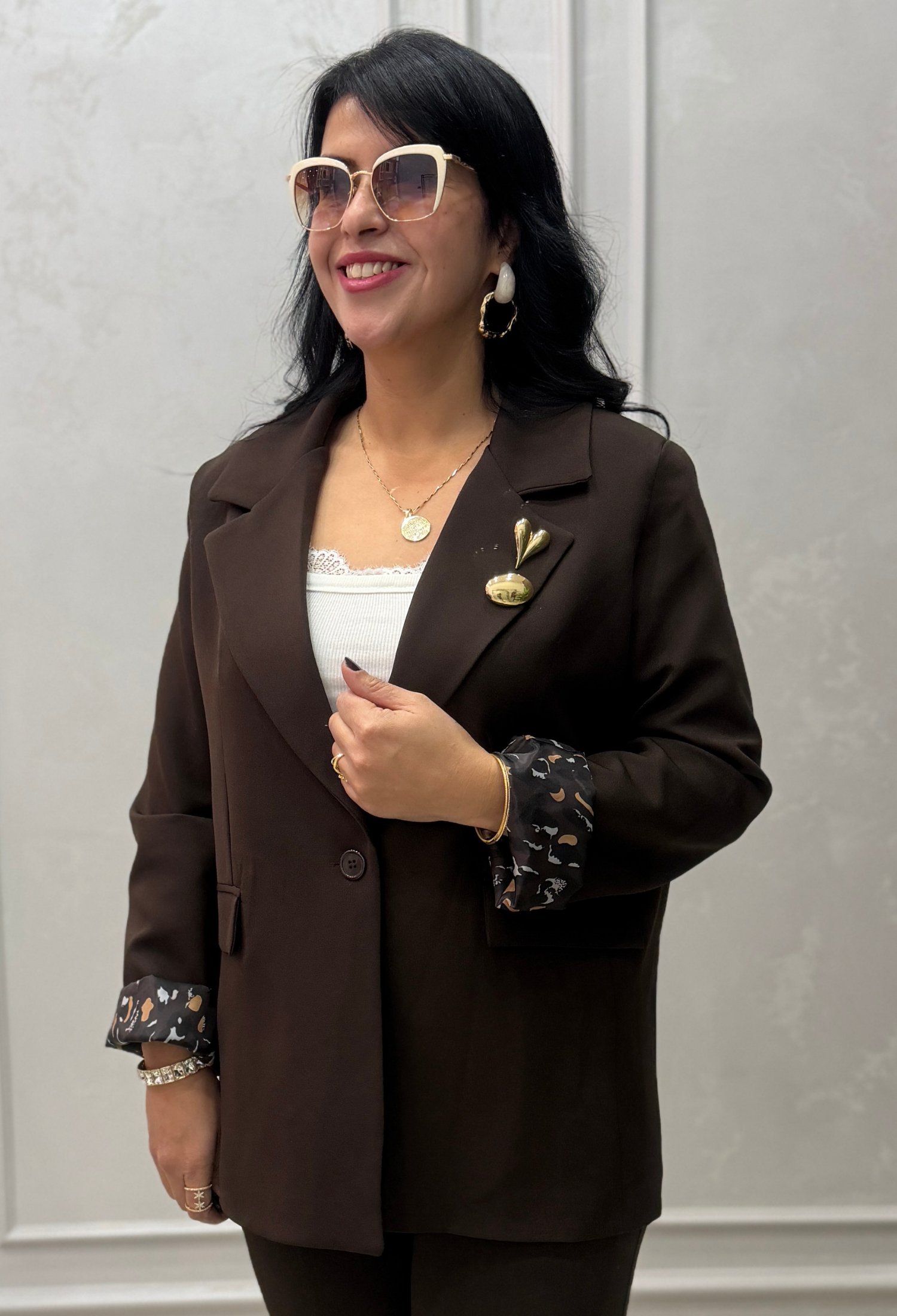 Stilora Blazer Ceket Kahverengi