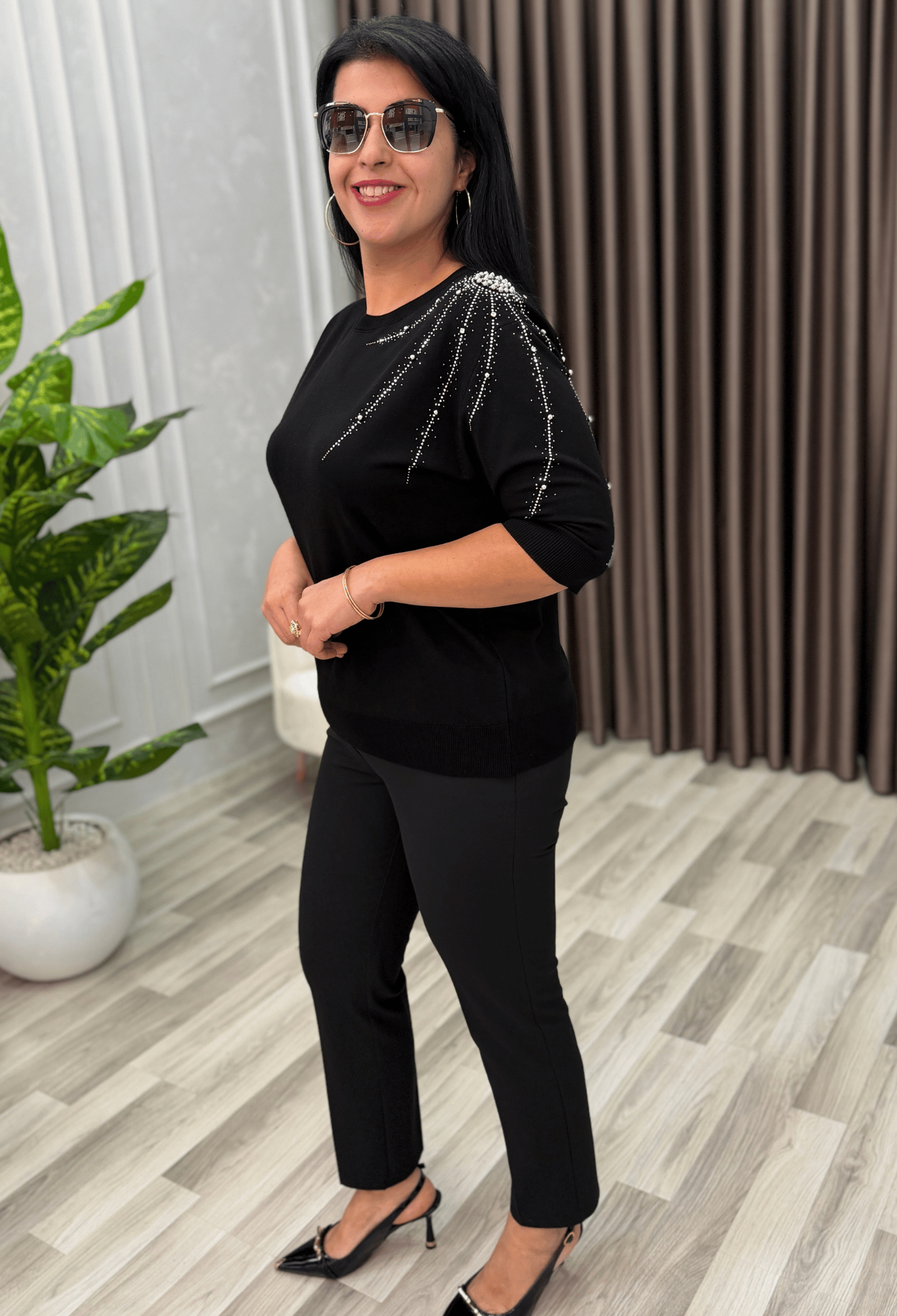 VALORA İTHAL İPLİK TASARIM TRİKO SİYAH