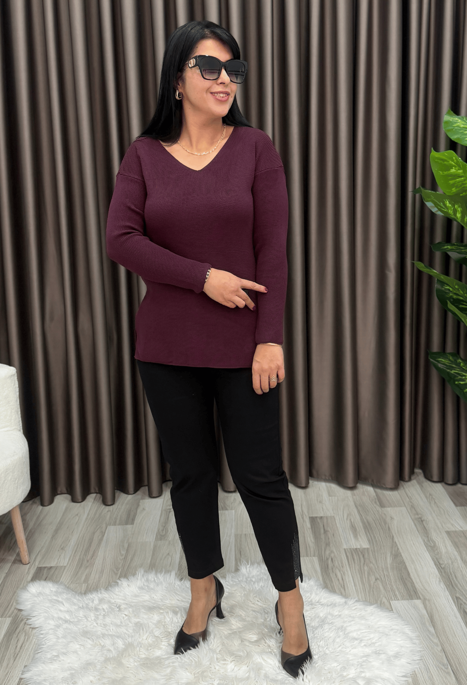 Vera Soft Triko Kazak Mürdüm
