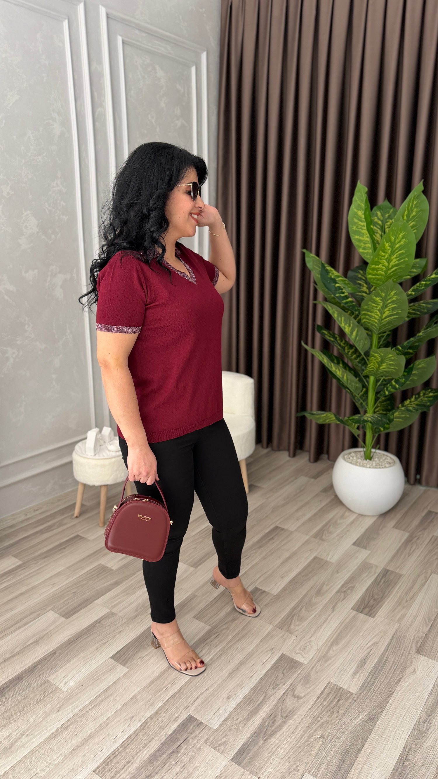 VIRELLA MERSERİZE TRİKO BLUZ BORDO