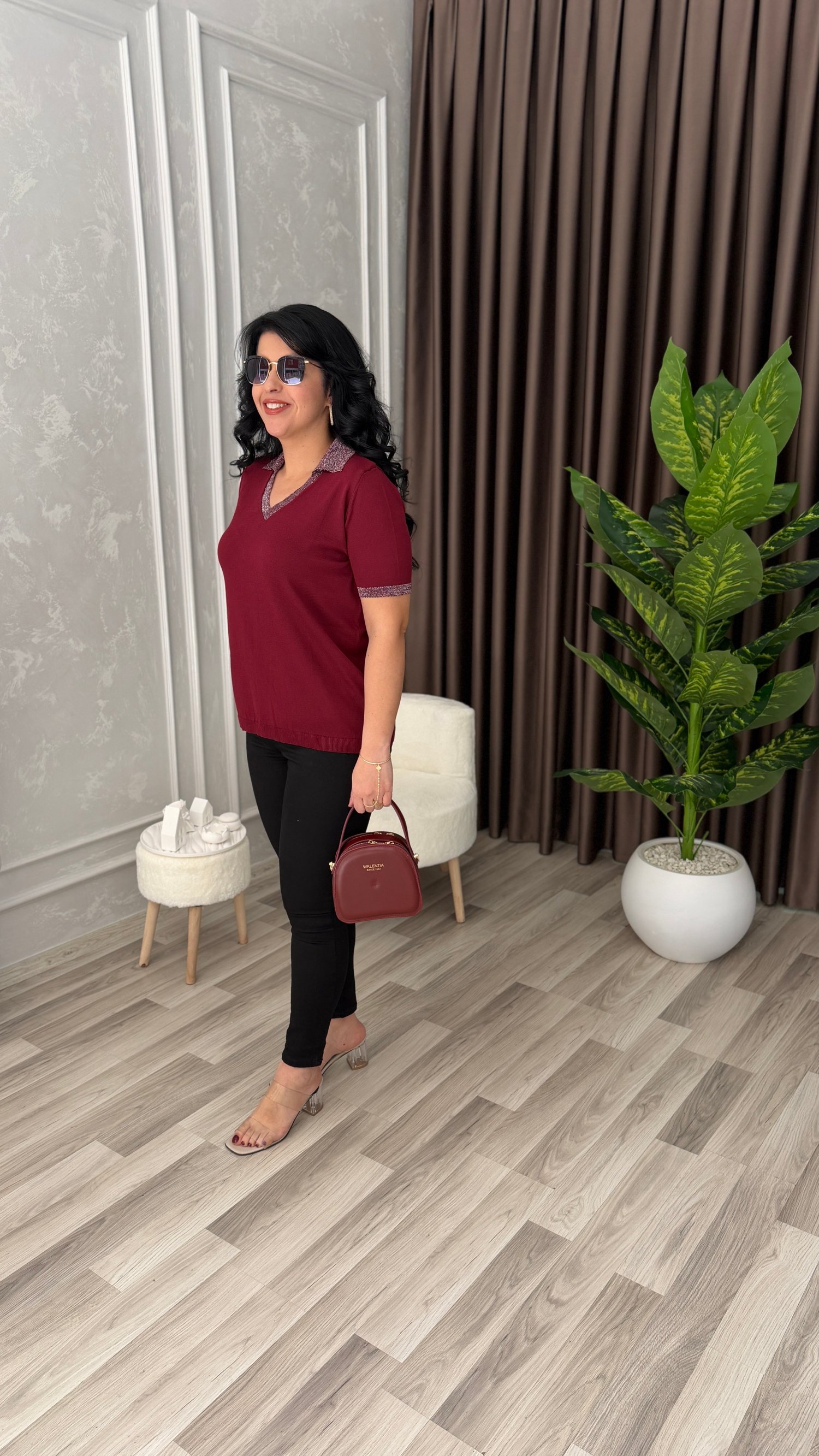 VIRELLA MERSERİZE TRİKO BLUZ BORDO