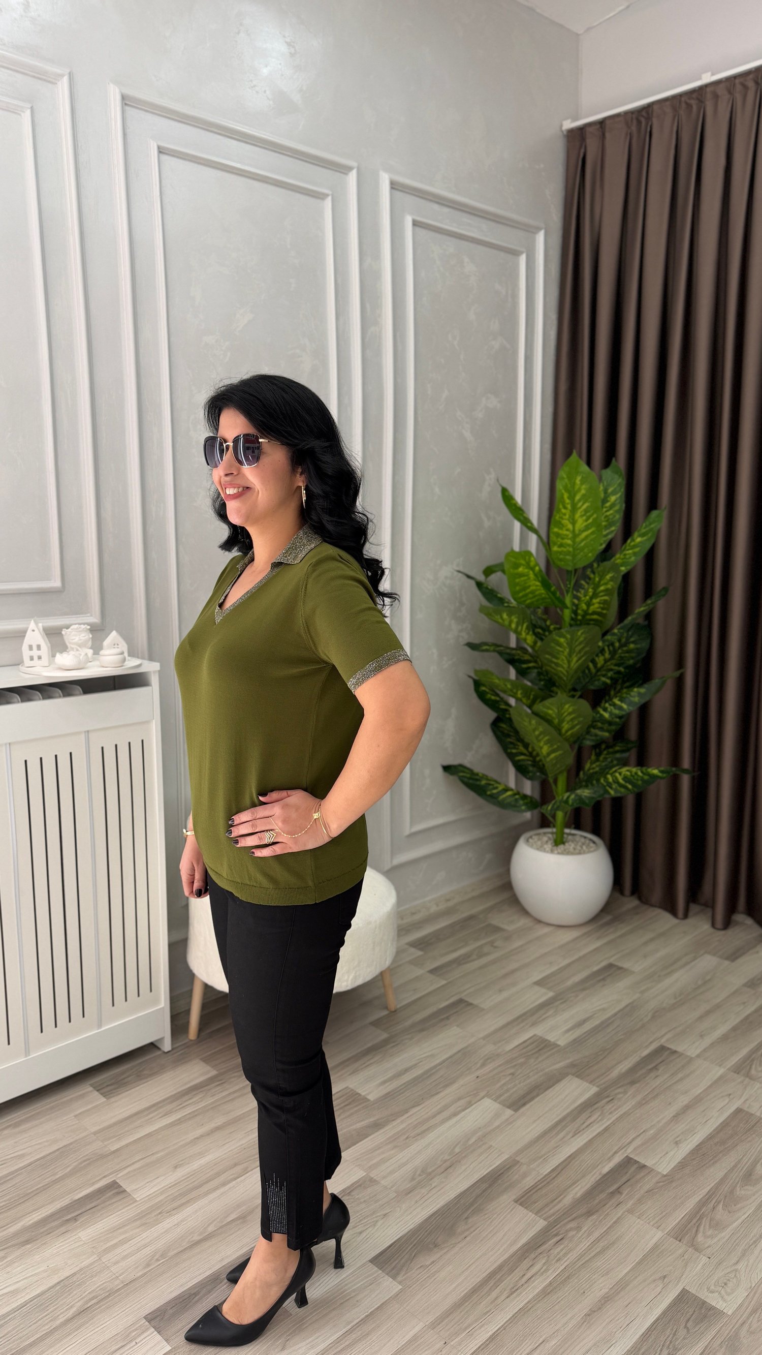 VIRELLA MERSERİZE TRİKO BLUZ HAKİ YEŞİLİ