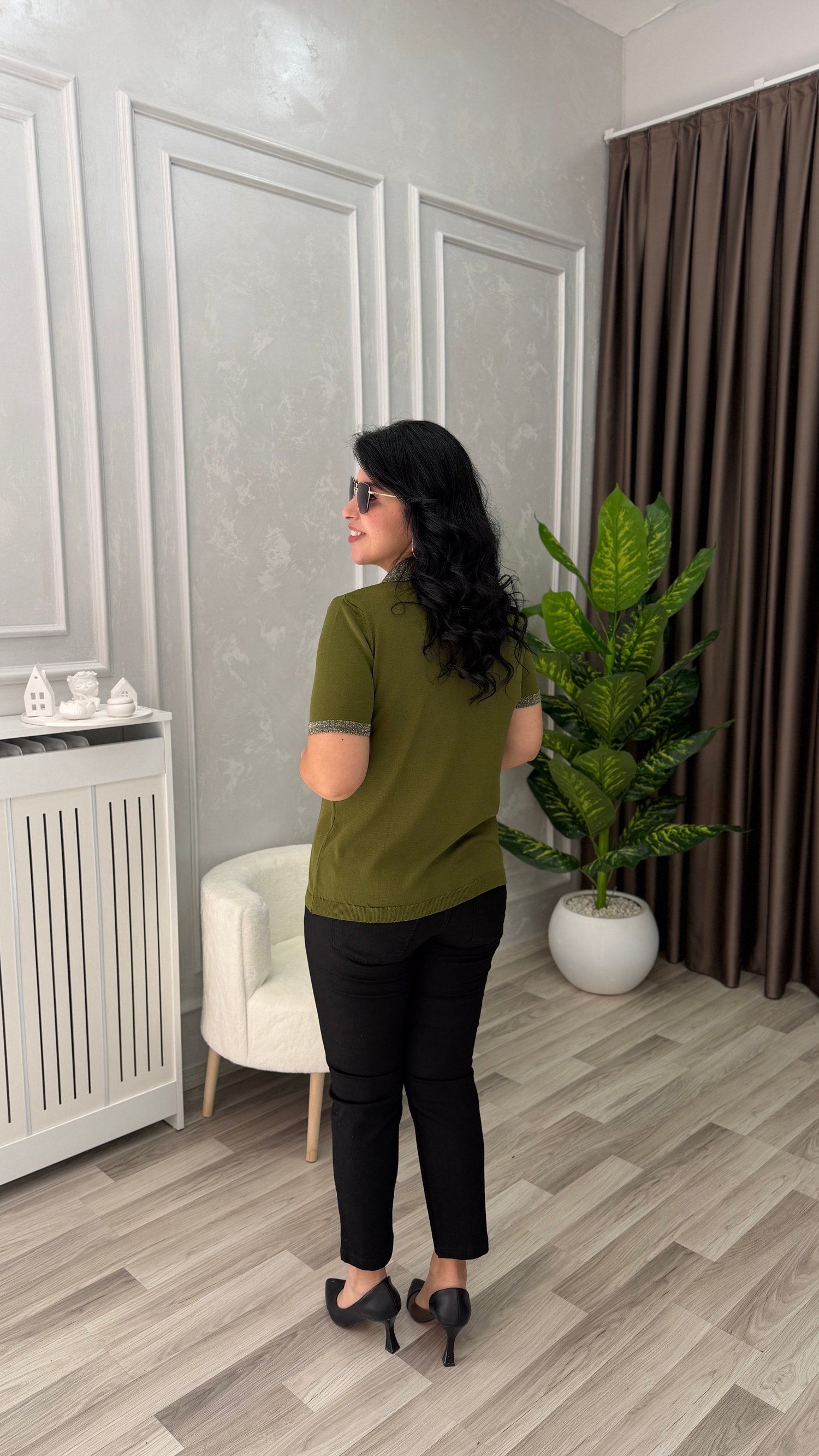 VIRELLA MERSERİZE TRİKO BLUZ HAKİ YEŞİLİ