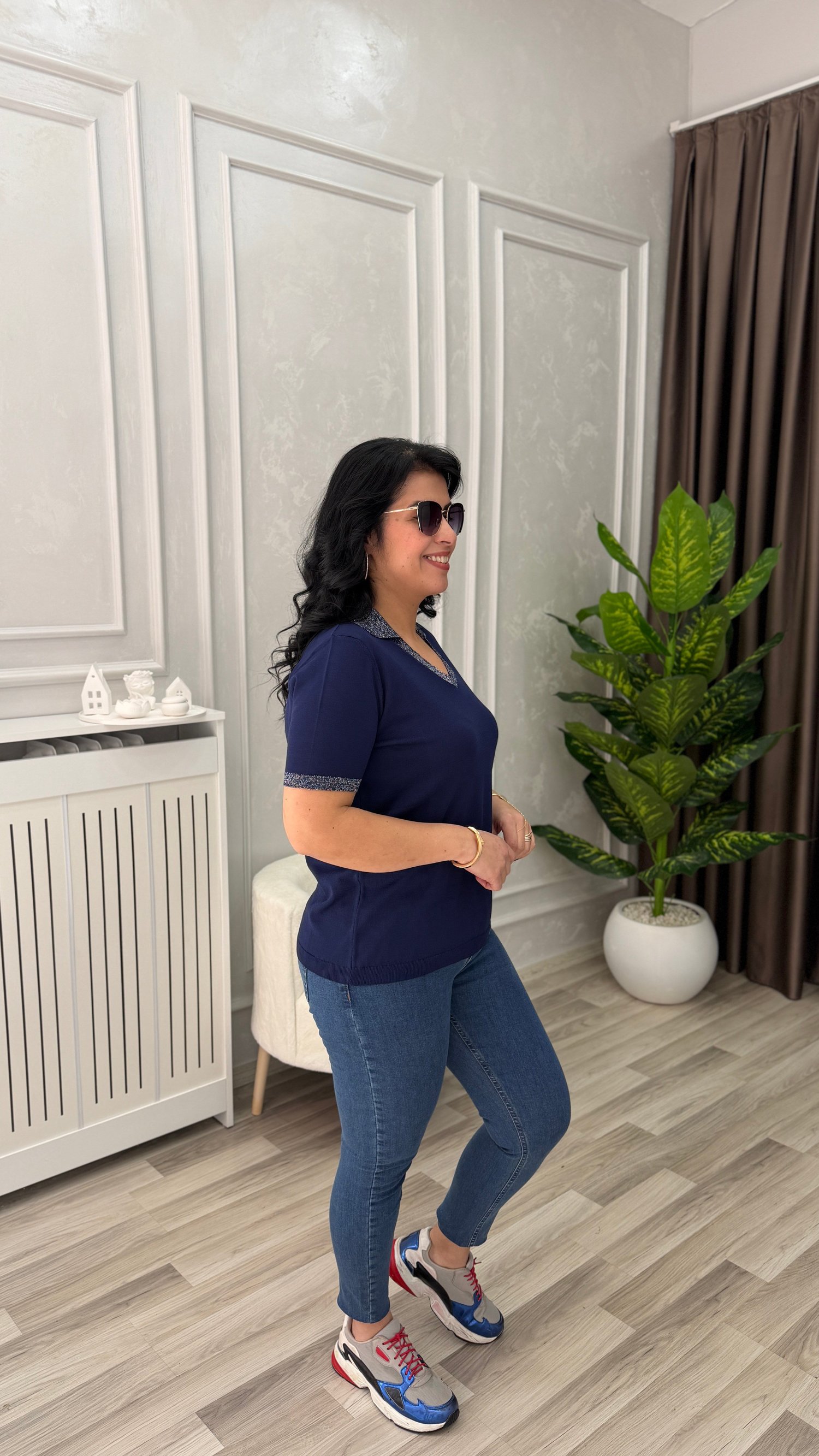 VIRELLA MERSERİZE TRİKO BLUZ LACİVERT
