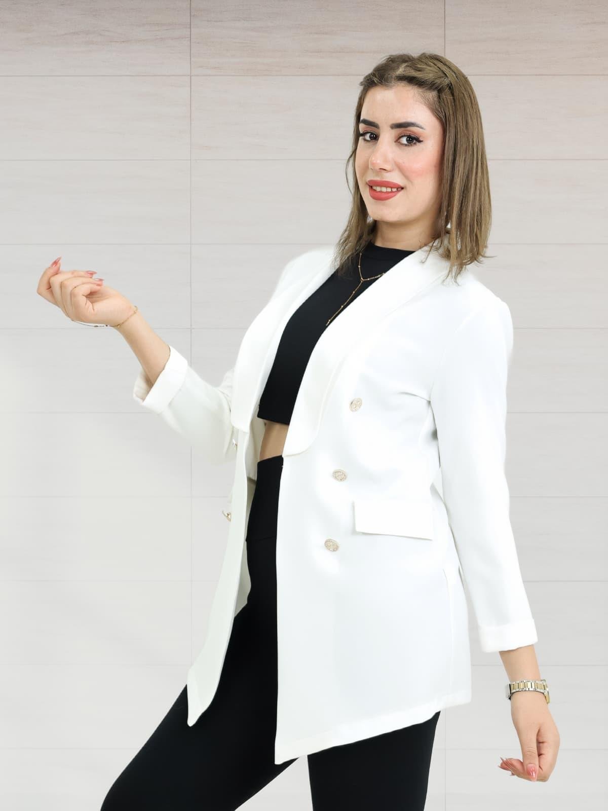 Şal Yaka Blazer Ceket Beyaz Renk