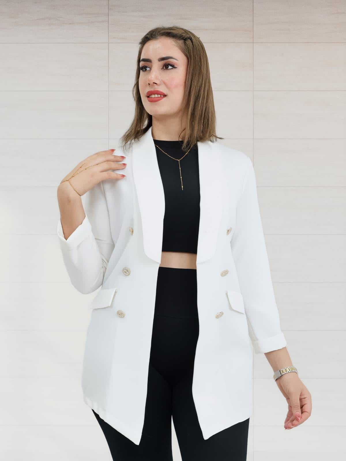 Şal Yaka Blazer Ceket Beyaz Renk