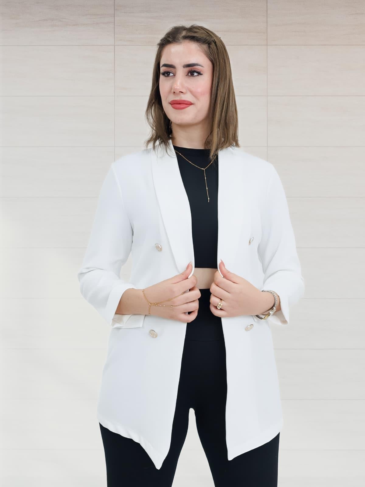 Şal Yaka Blazer Ceket Beyaz Renk
