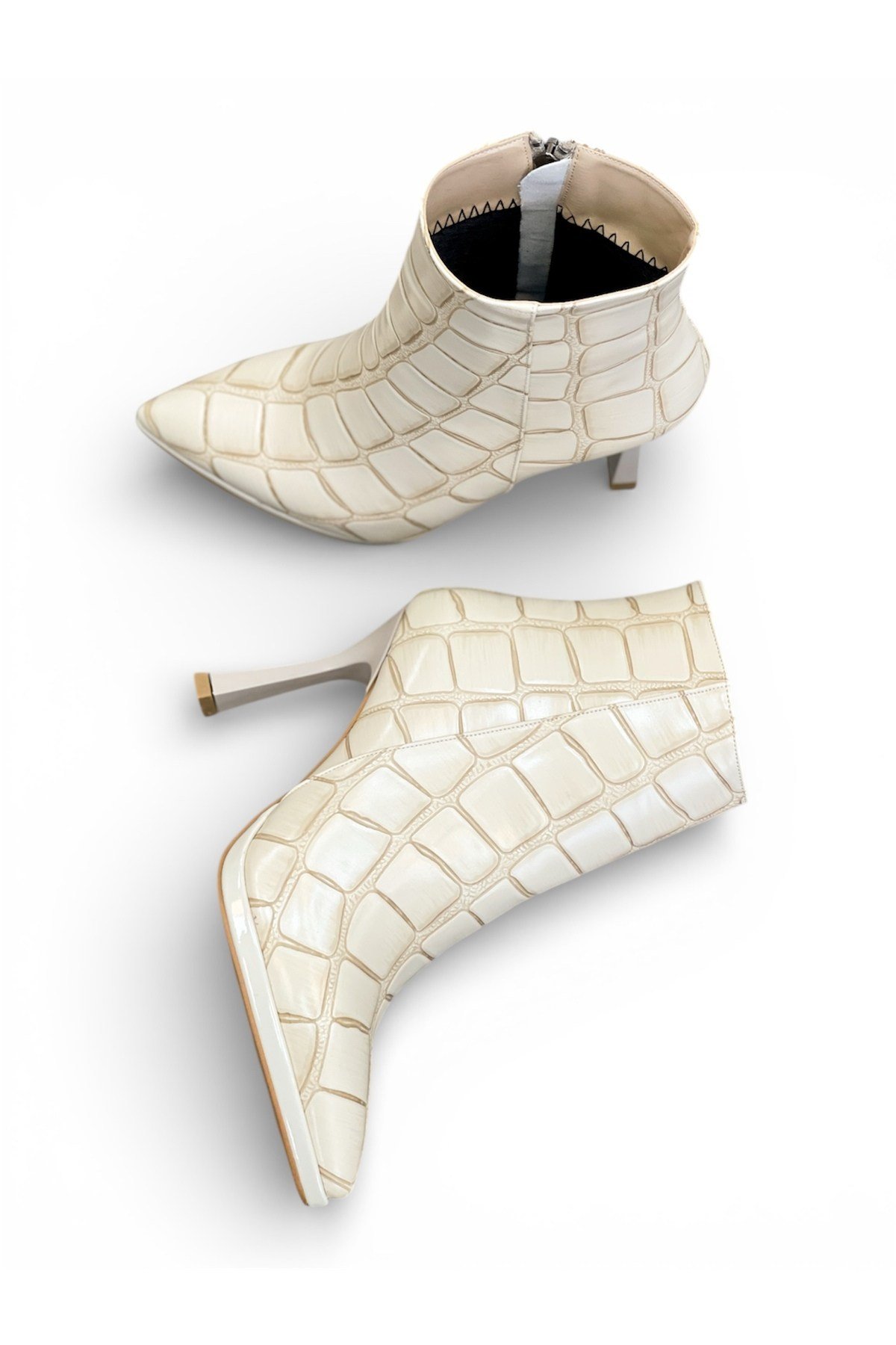 Kadın Bot Krokodil Desenli Topuklu