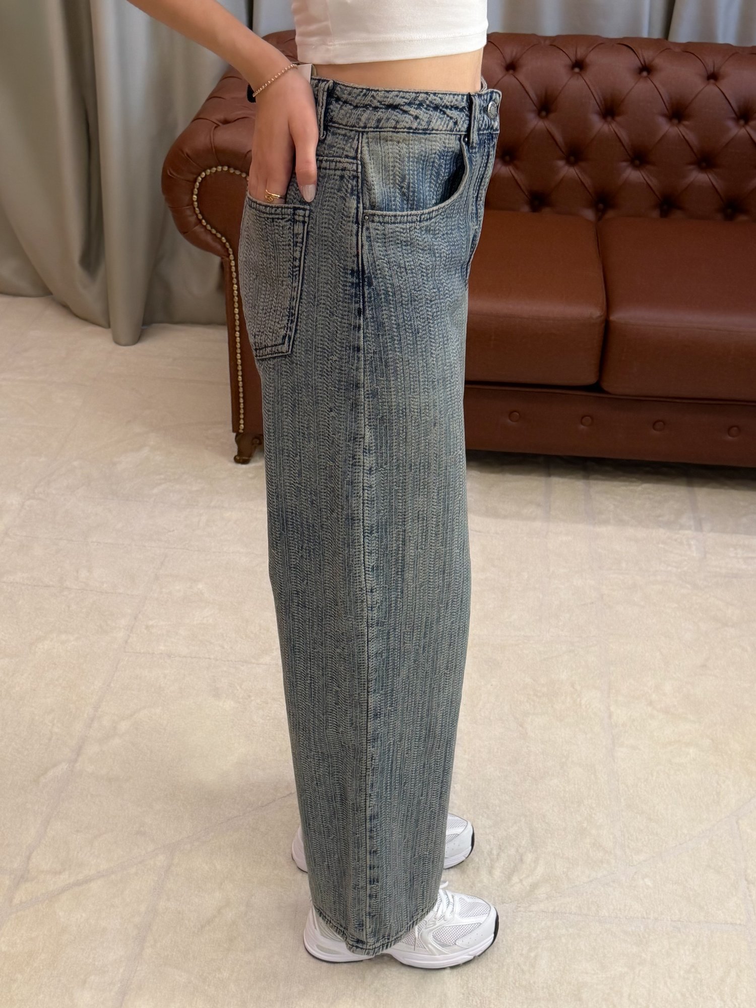 T.Kot Rengi Süper Baggy Fit Özel Kumaş Tasarem Denim Jean