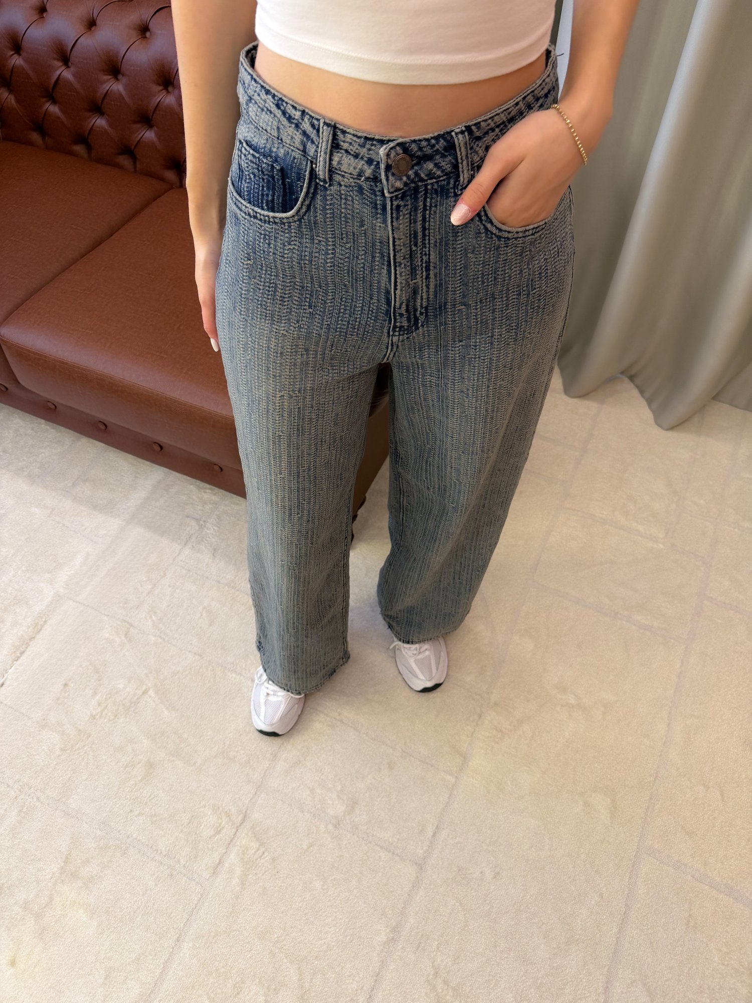 T.Kot Rengi Süper Baggy Fit Özel Kumaş Tasarem Denim Jean
