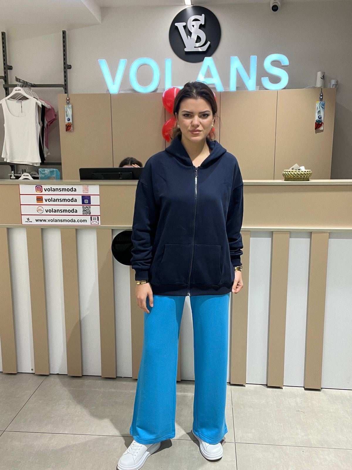 26K009 KAPÜŞONLU FERMUARLI SWEATSHİRT