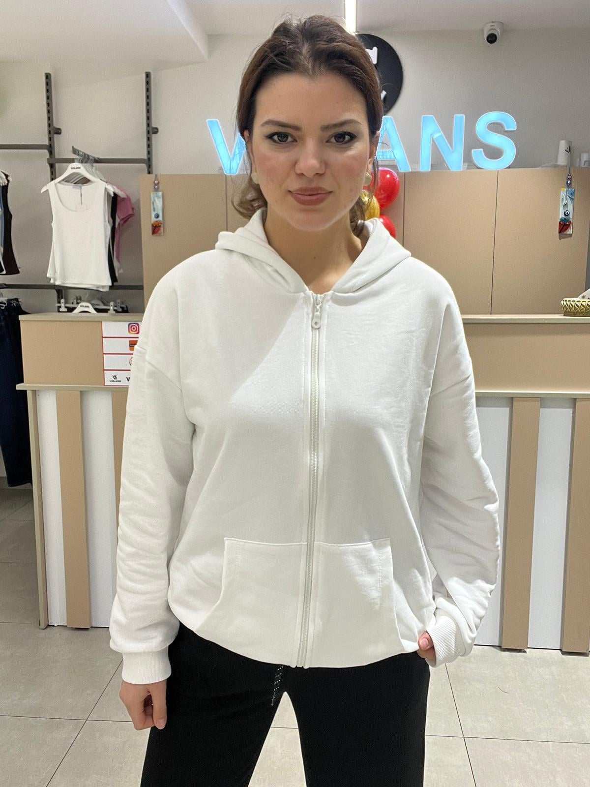 26K009 KAPÜŞONLU FERMUARLI SWEATSHİRT