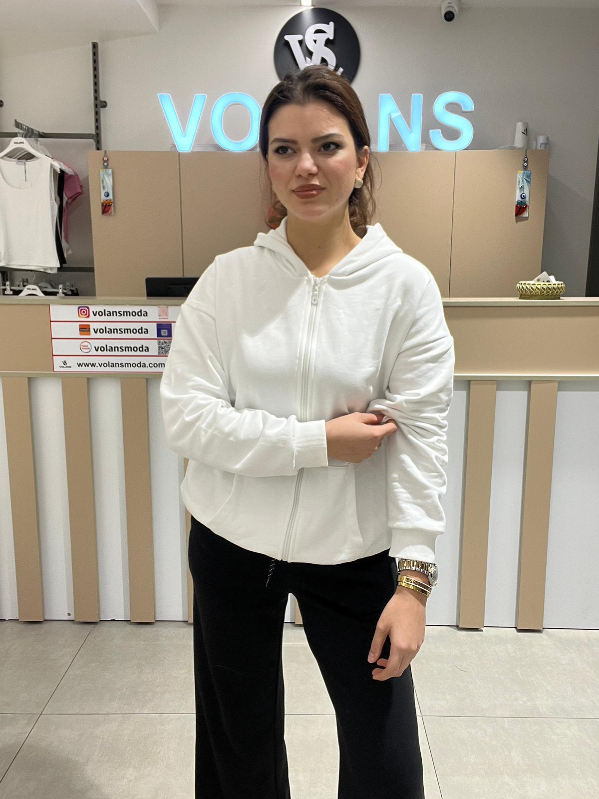 26K009 KAPÜŞONLU FERMUARLI SWEATSHİRT