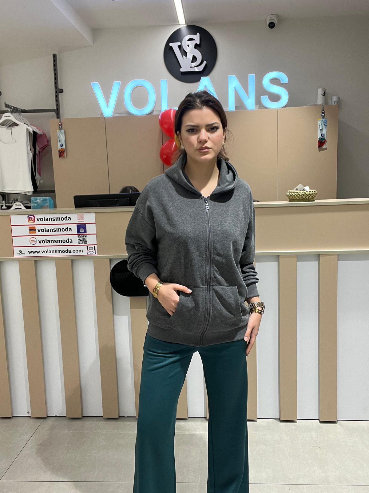 26K009 KAPÜŞONLU FERMUARLI SWEATSHİRT