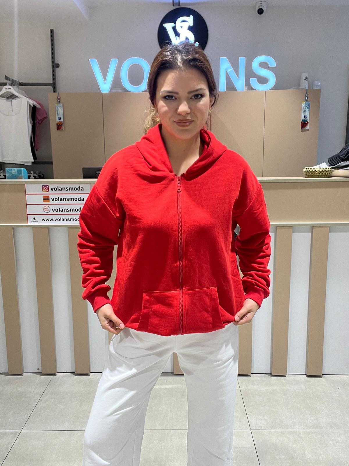 26K009 KAPÜŞONLU FERMUARLI SWEATSHİRT