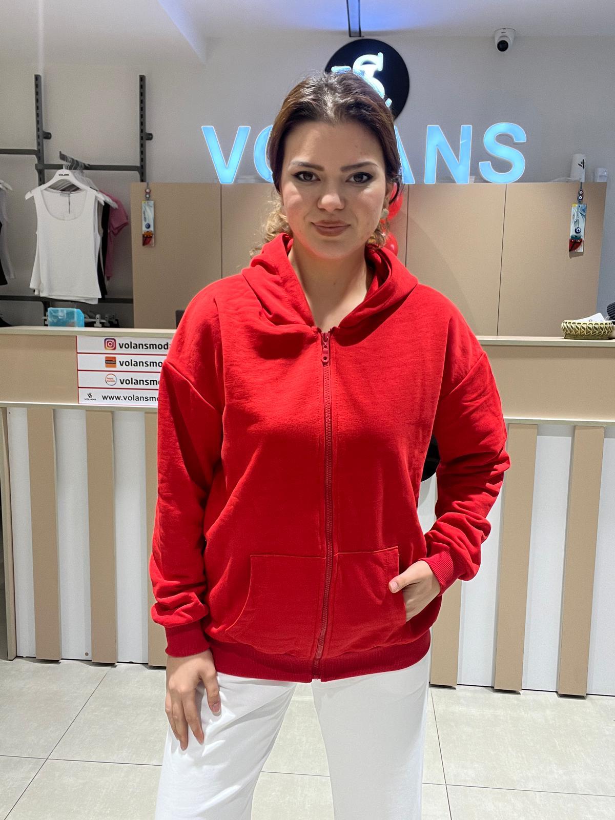 26K009 KAPÜŞONLU FERMUARLI SWEATSHİRT