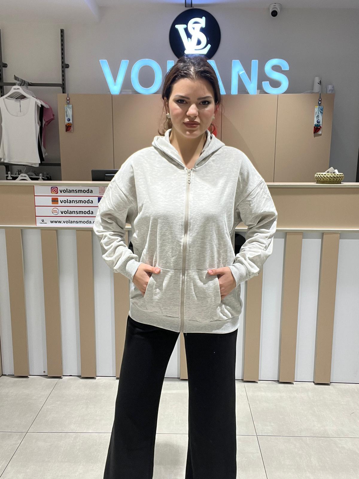 26K009 KAPÜŞONLU FERMUARLI SWEATSHİRT