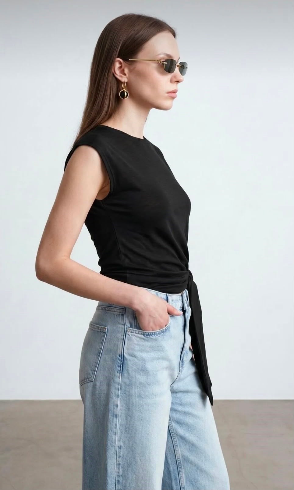 32724 BAGLAMA DETAYLI TİŞORT