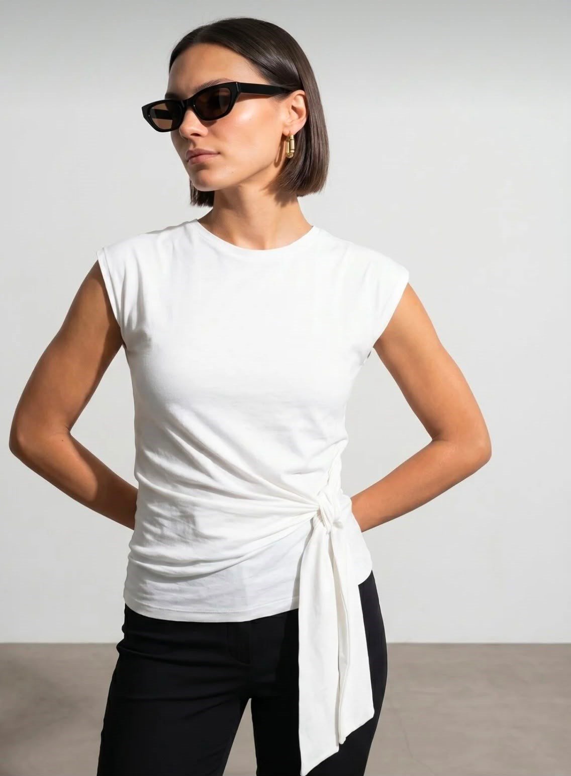 32724 BAGLAMA DETAYLI TİŞORT