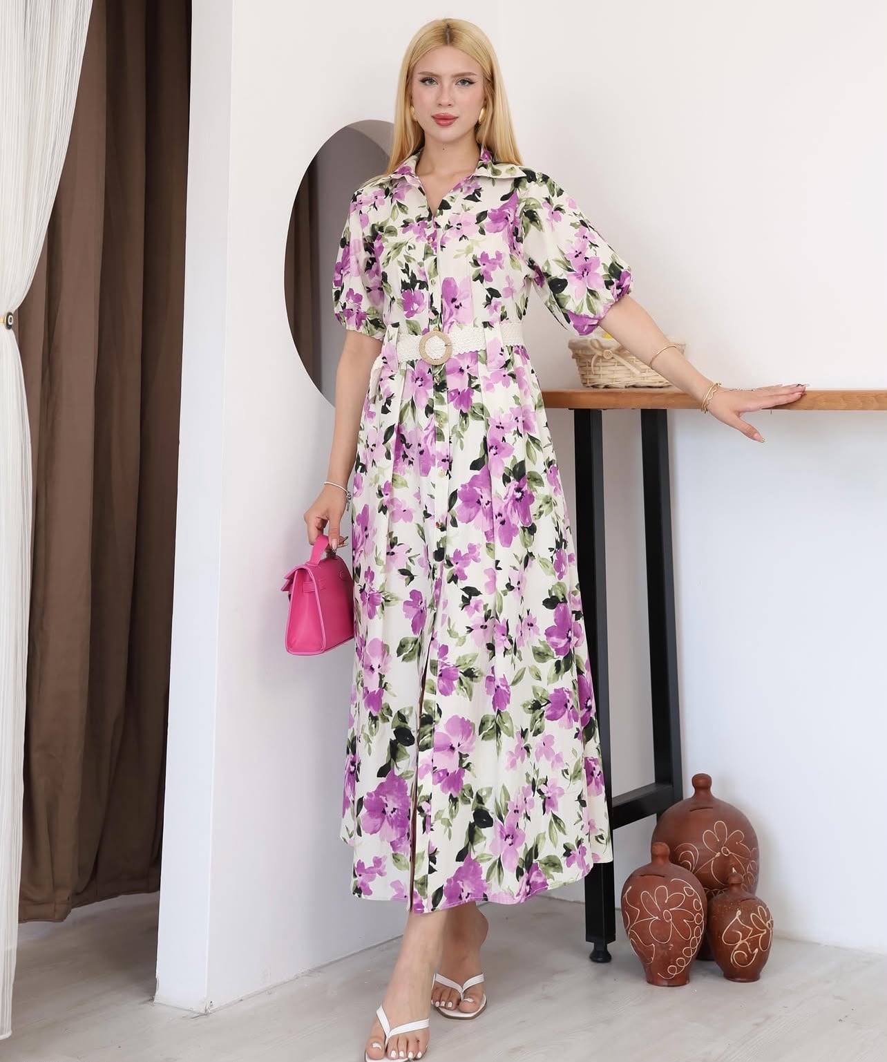 5212 POPLIN ELBISE CICEK DESEN