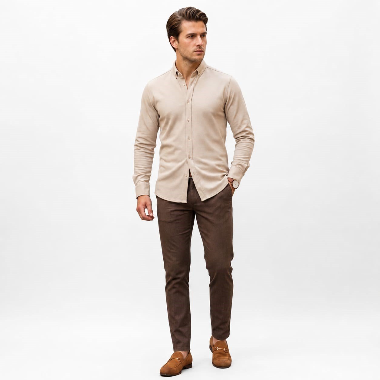 6668 SLIM FIT DOKU GÖMLEK