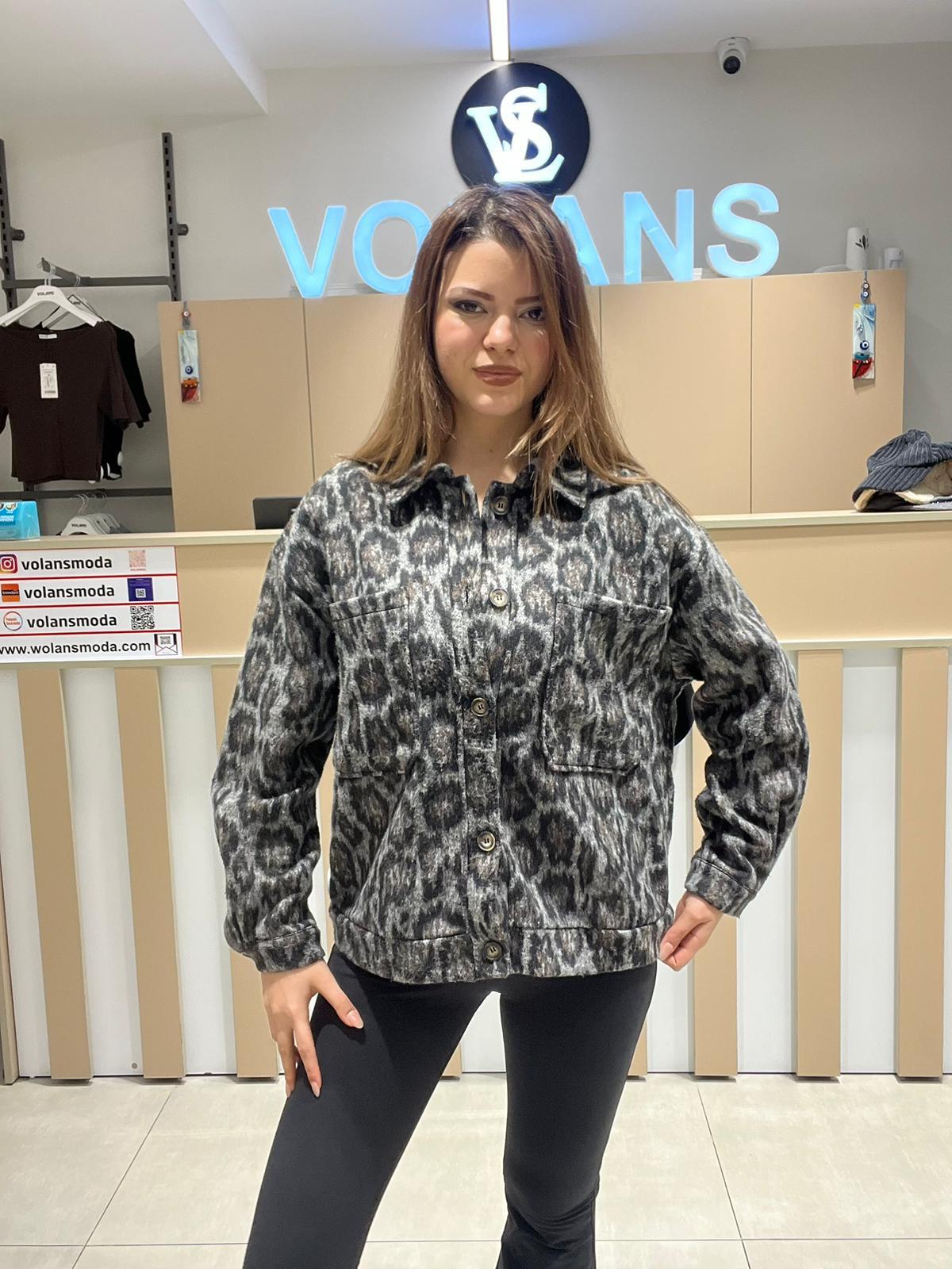 Ruby 6889 Kaşe Leopar Ceket